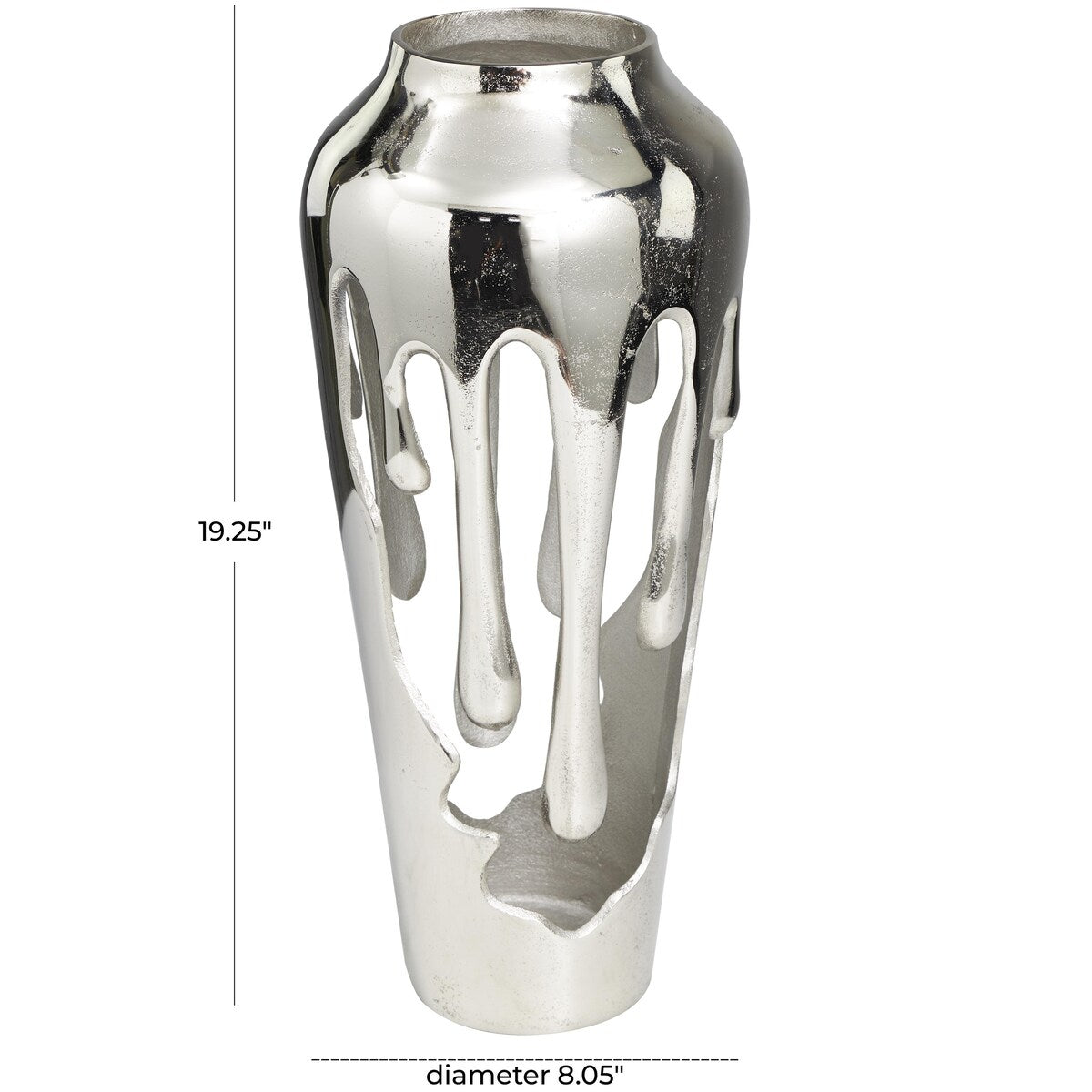 Aluminum Metal Drip Decorative Vase with Melting Designed Body - Silver, Gold or Black - Roche River Decor