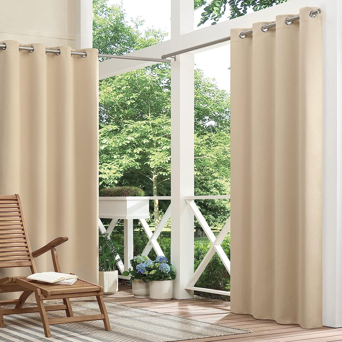 Eclipse Brockfield Waterproof Blackout Thermal Insulated Grommet Outdoor Curtain for Patio or Porch (1 Panel)