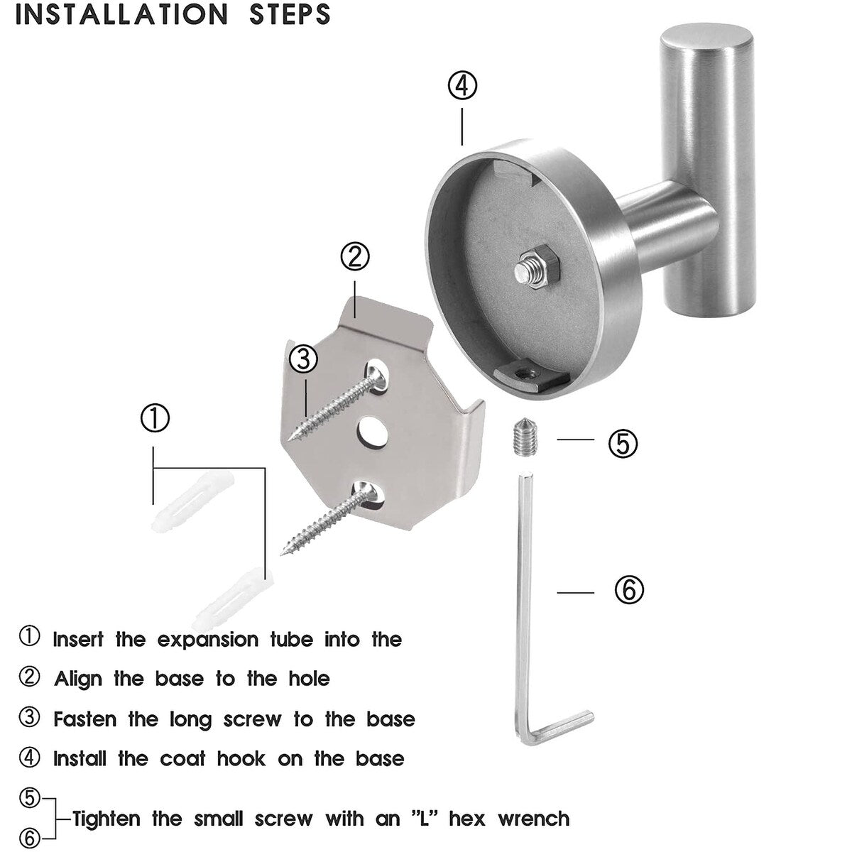 AITINKAN 4-Pack Bathroom Robe and Towel Hooks Stainless Steel