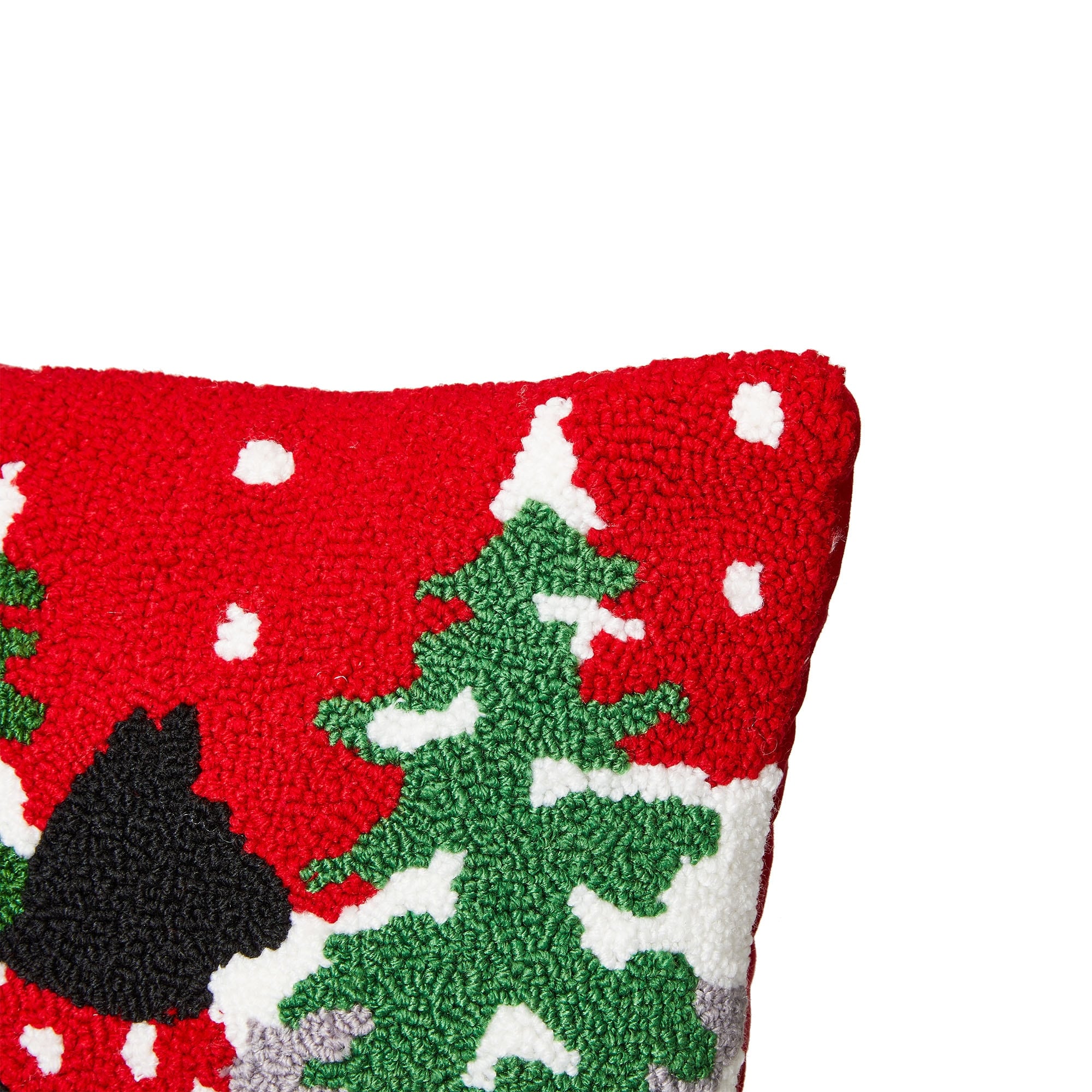 Glitzhome 14L Hooked Dog Cat Christmas Pillow for Couch Sofa Bed Festival Home Office Decor