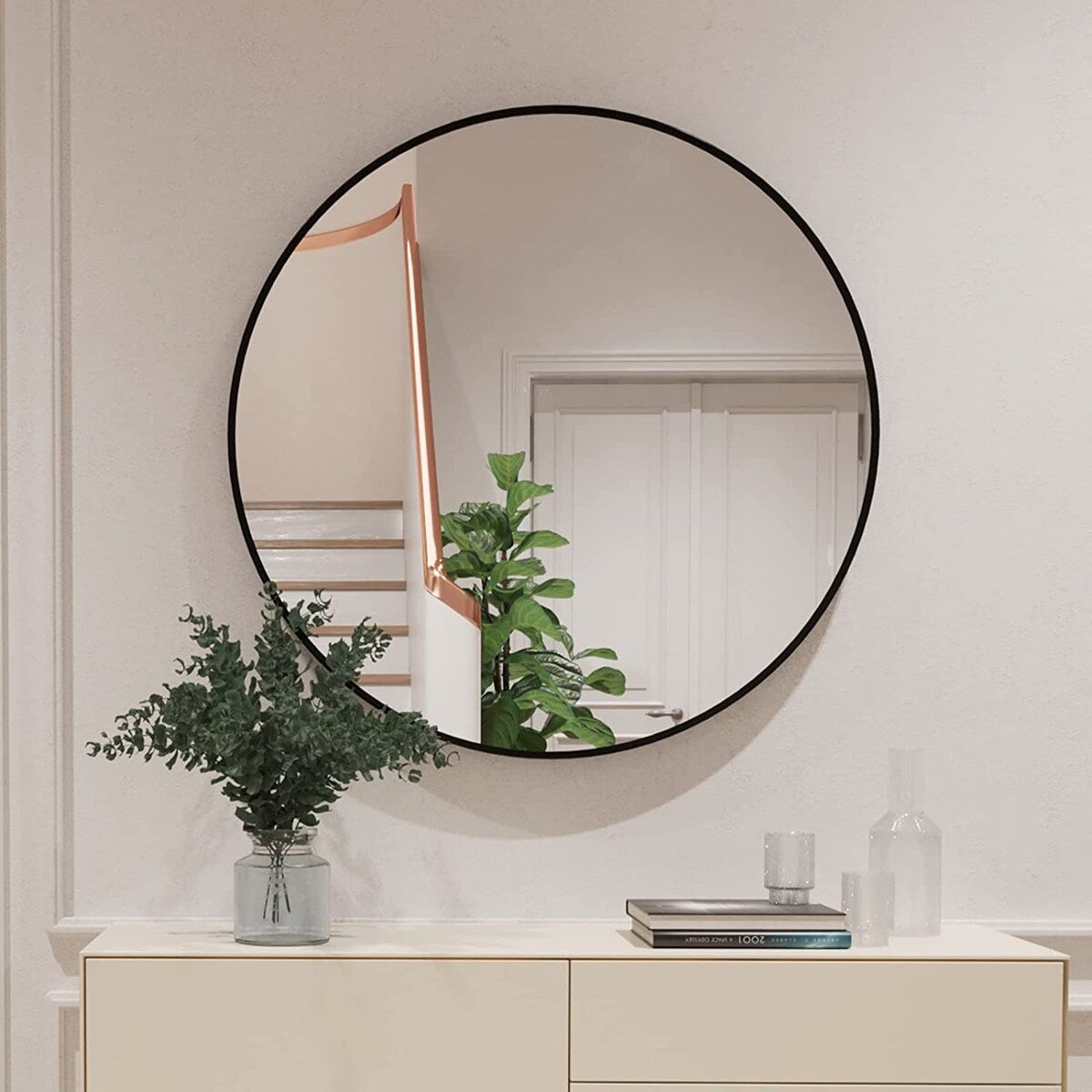 Round Mirror Wall Mounted, Circle Bathroom Vanity Wall Mirror with Metal Frame - 16/20/24/30/32/36