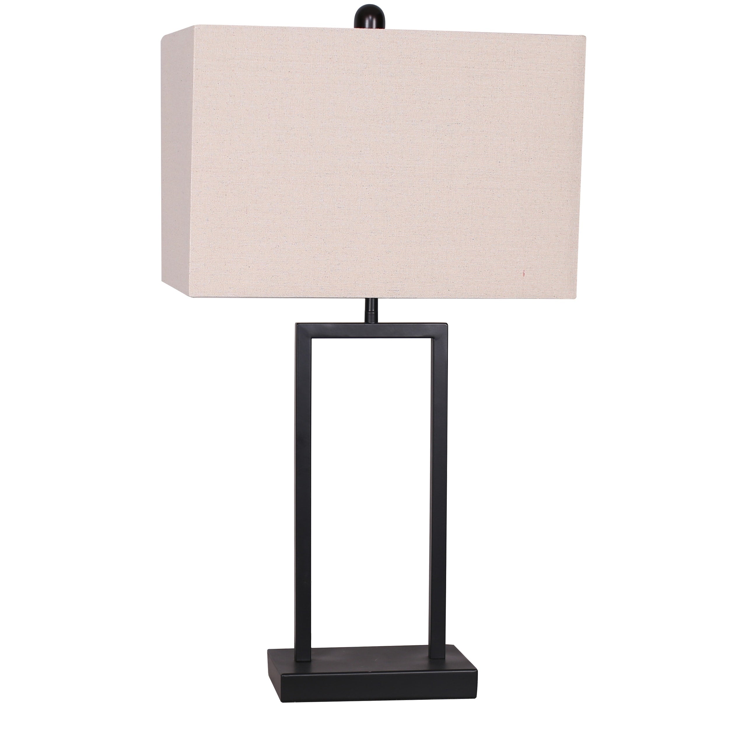 Alden Modern Metal Table Lamp with Rectangle Linen Shade - Set of 2