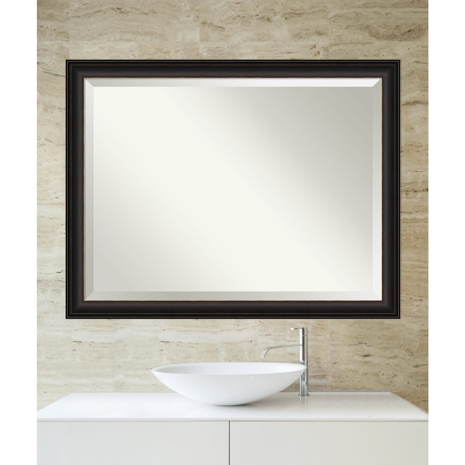 Beveled Bathroom Wall Mirror - Trio Oil Rubbed Bronze Frame - Trio Oil Rubbed Bronze