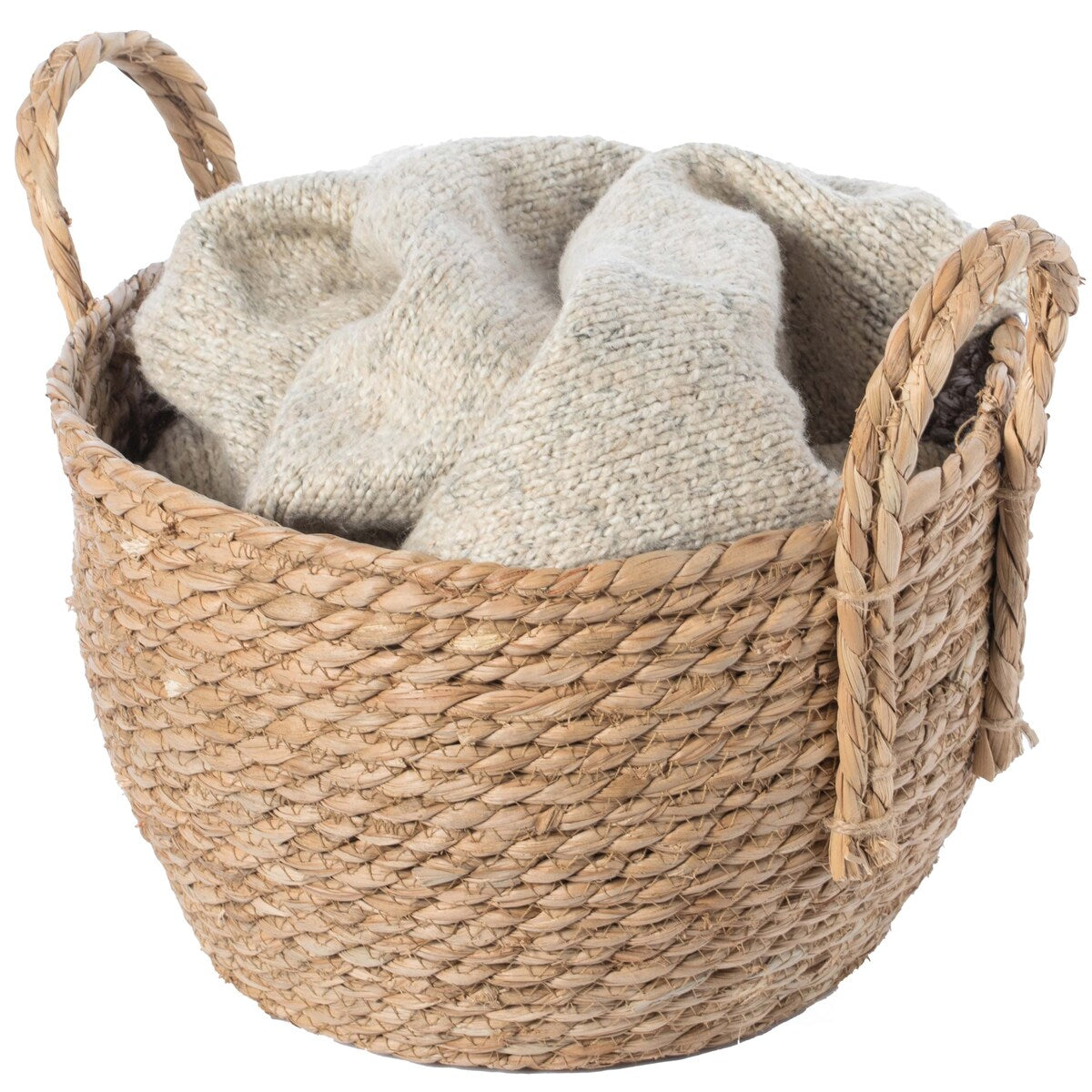 Decorative Round Wicker Woven Rope Storage Blanket Basket