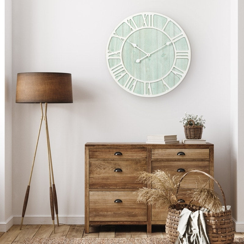 The Gray Barn Cocklebur Green-Blue Quartz Coastal Wall Clock