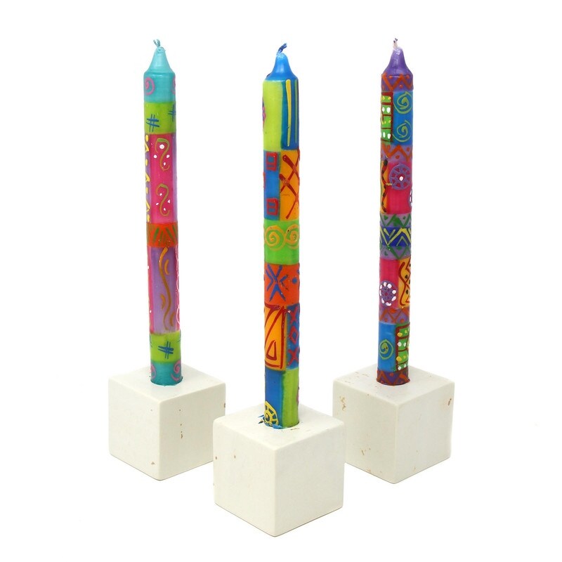 Handmade Taper Candles with Shahida Design (Set of 3) (South Africa)