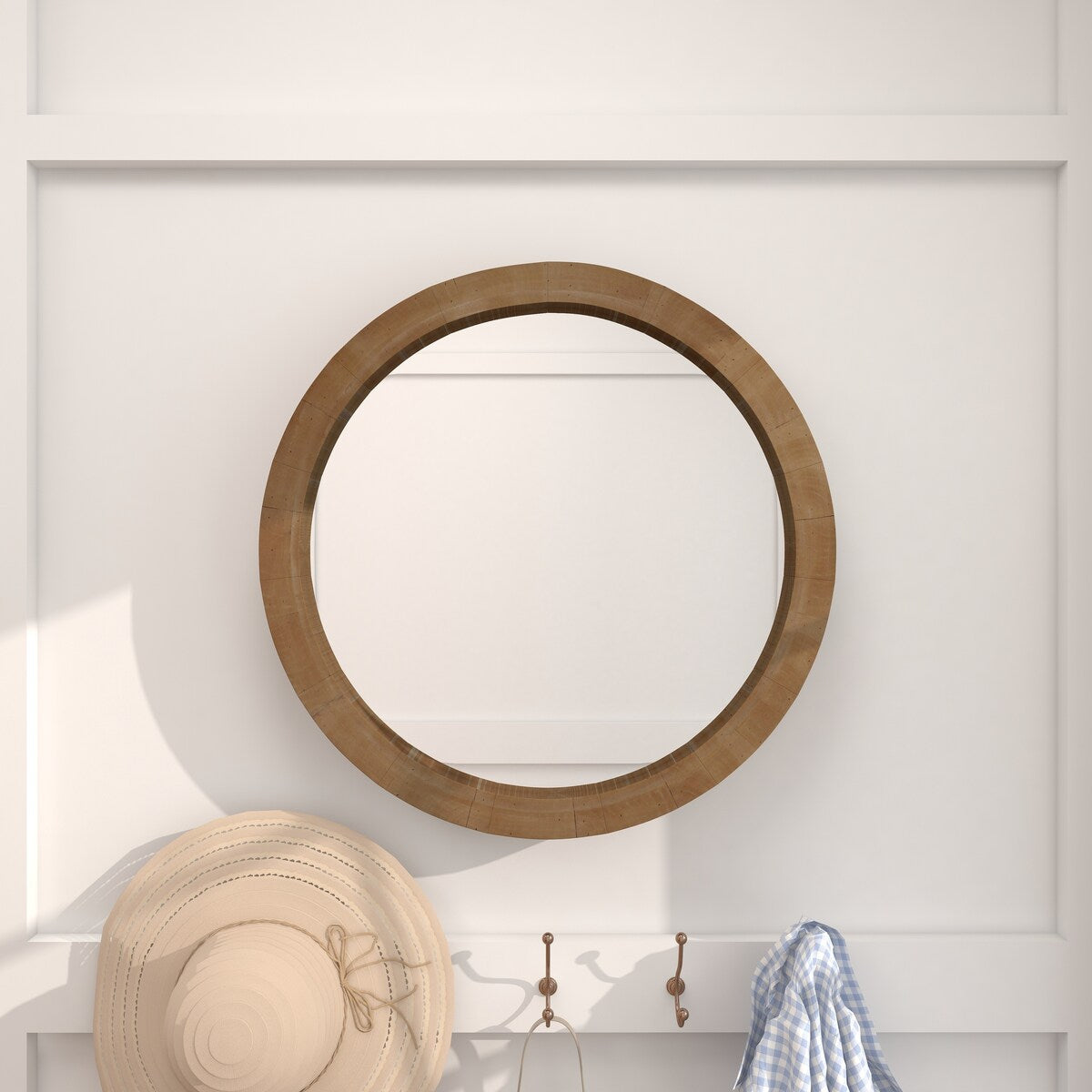 Wood Minimalistic Room Wall Mirror - Brown - Roche River Decor