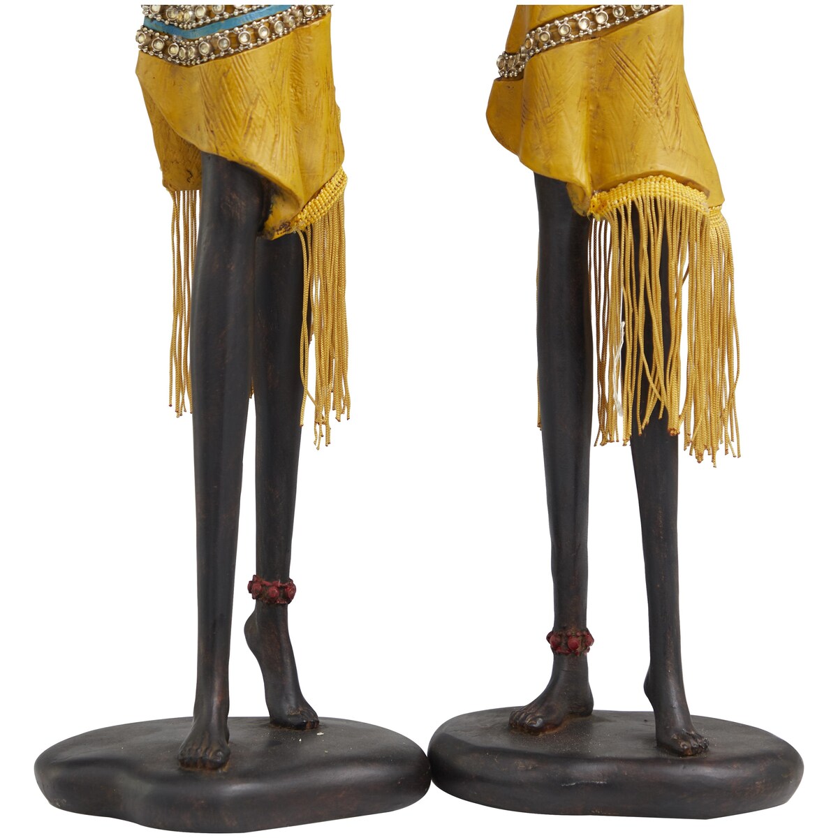 Polystone People Handmade African Woman Decorative Sculpture with Jeweled Details - Set of 2 Yellow - Roche River Decor