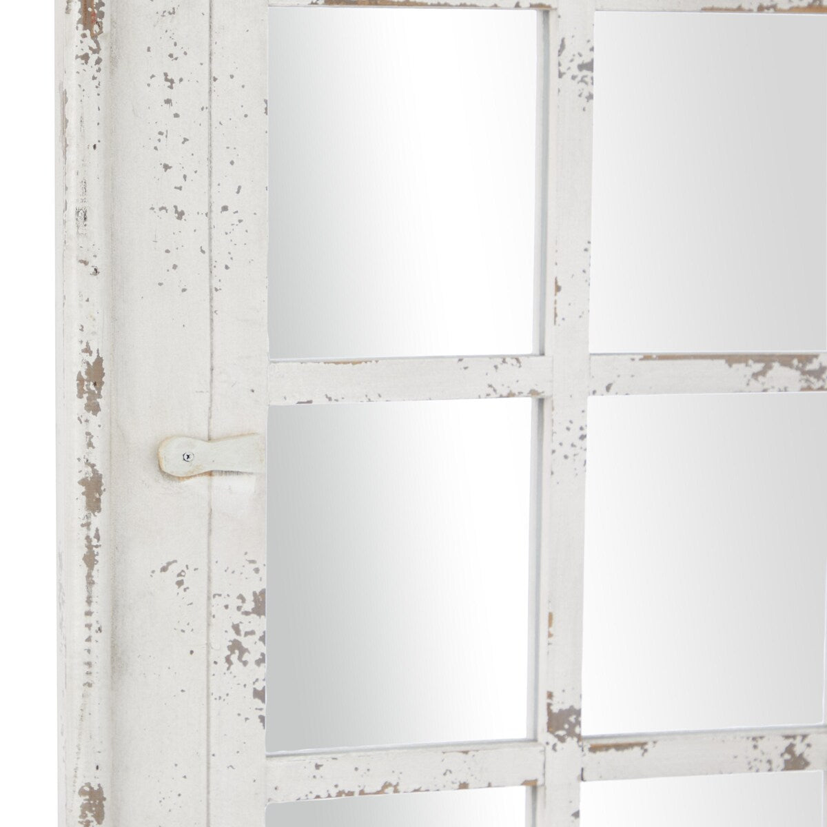 Wooden Window Pane Inspired Room Wall Mirror with Arched Top and Distressing - White - Roche River Decor