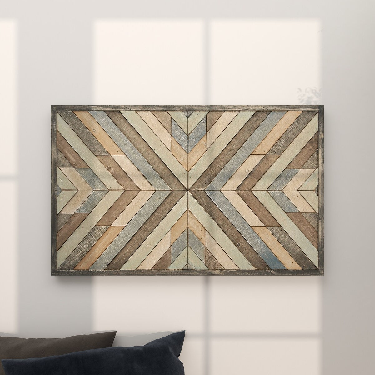 Wood Geometric Handmade Southwestern Inspired Arrow Panel Home Wall Decor with Blue Tones - Multi Colored - Roche River Decor