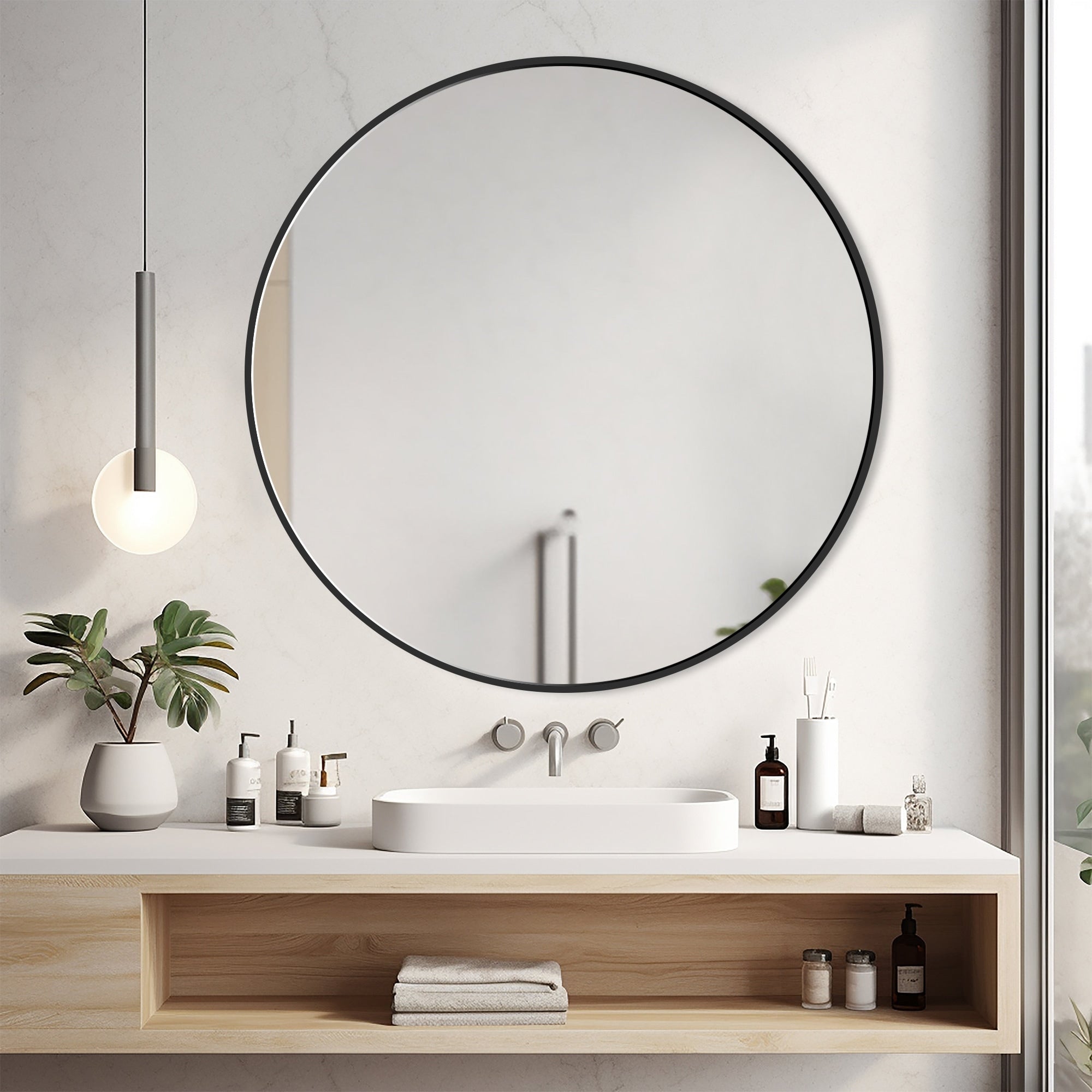 Modern Bathroom Wall Mounted Round Vanity Mirror