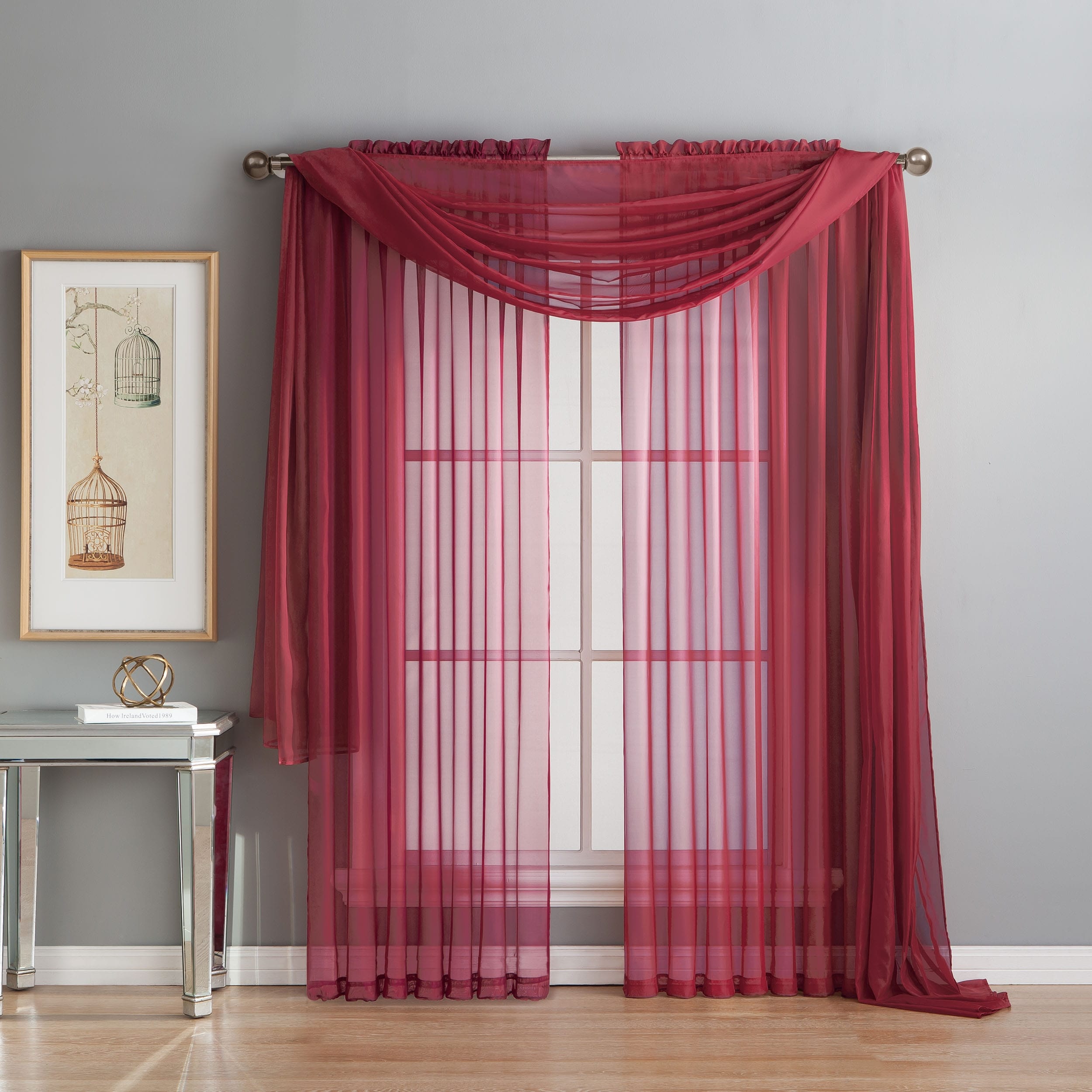 Window Elements Diamond Sheer Voile Extra Wide, 56 Inch Wide. Rod Pocket Curtain Panel