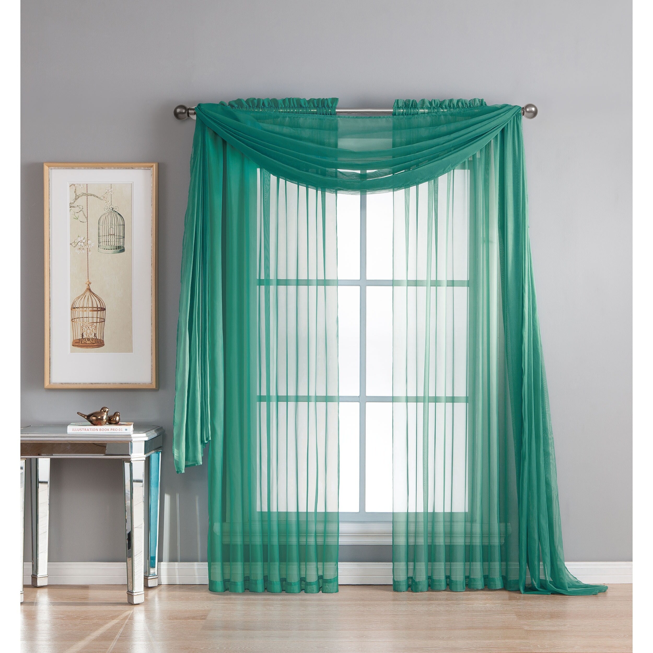 Window Elements Diamond Sheer Voile Extra Wide, 56 Inch Wide. Rod Pocket Curtain Panel