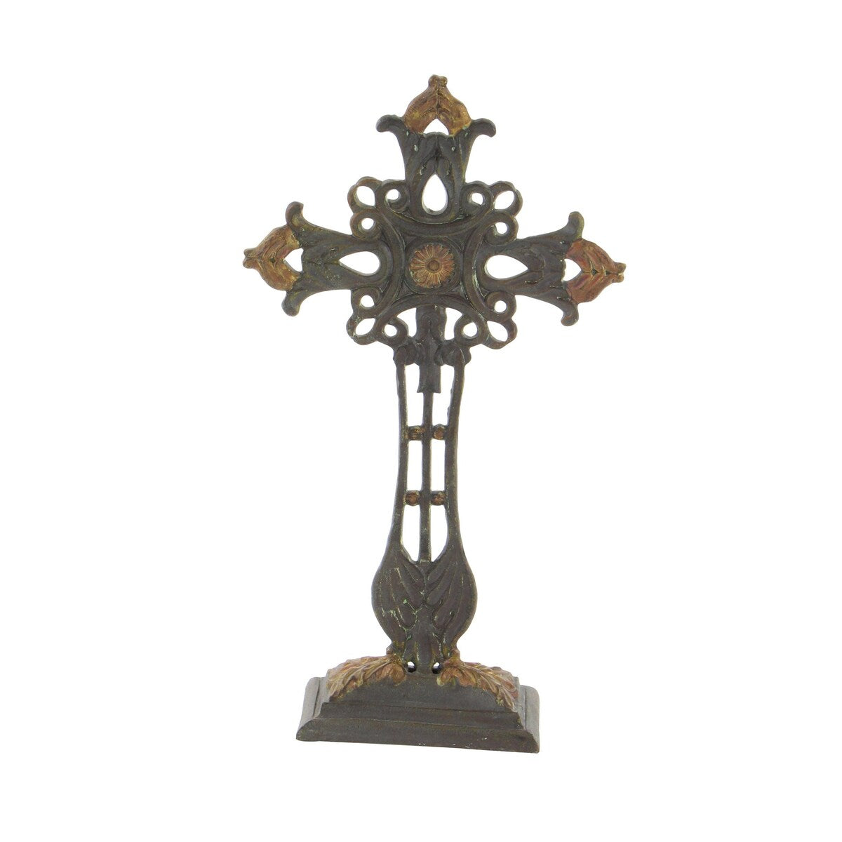 Metal Biblical Cross Decorative Sculpture - Copper - Roche River Decor