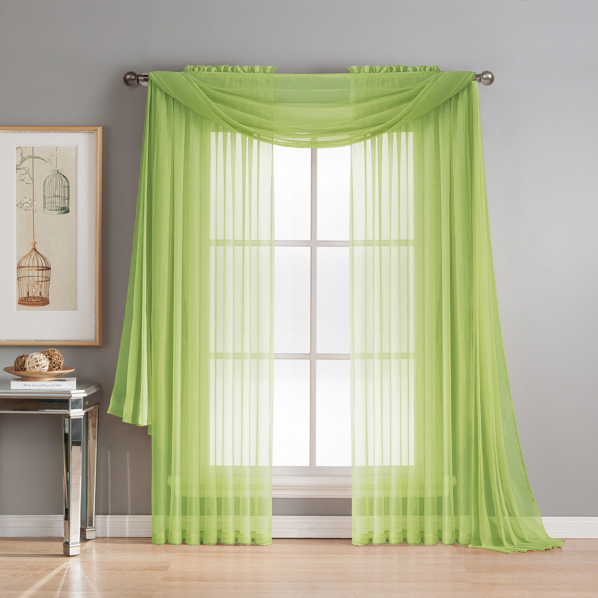 Window Elements Diamond Sheer Voile Extra Wide, 56 Inch Wide. Rod Pocket Curtain Panel