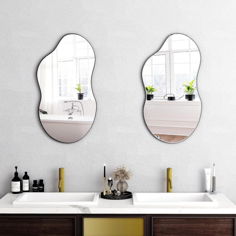 Asymmetrical Wavy Antique Accent Wall Mirror