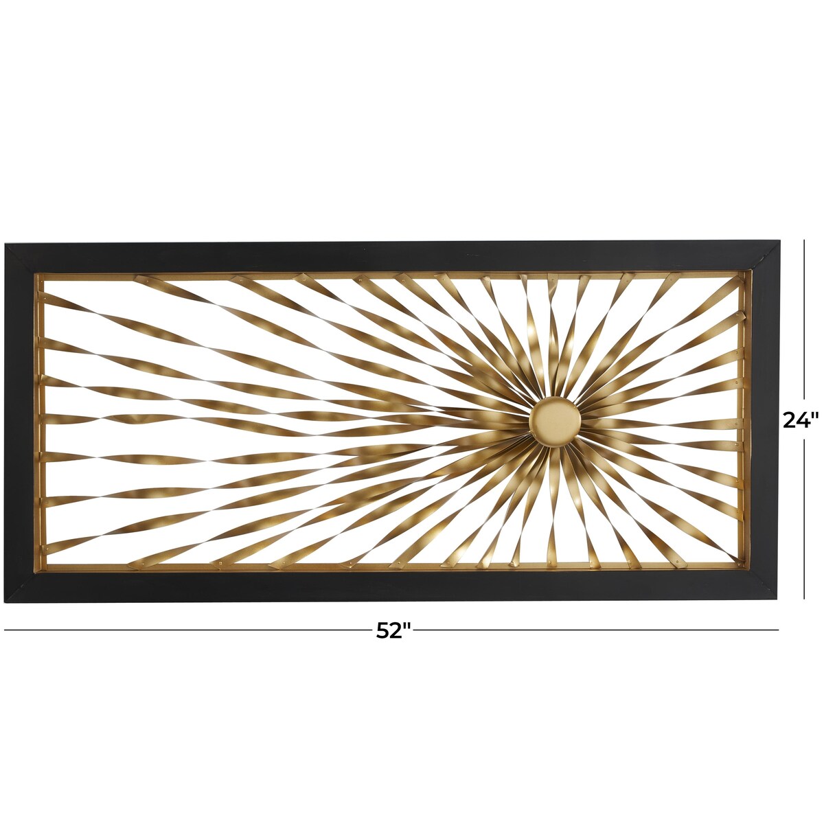 Metal Sunburst Coiled Ribbon Home Wall Decor with Black Frame - Gold - Roche River Decor