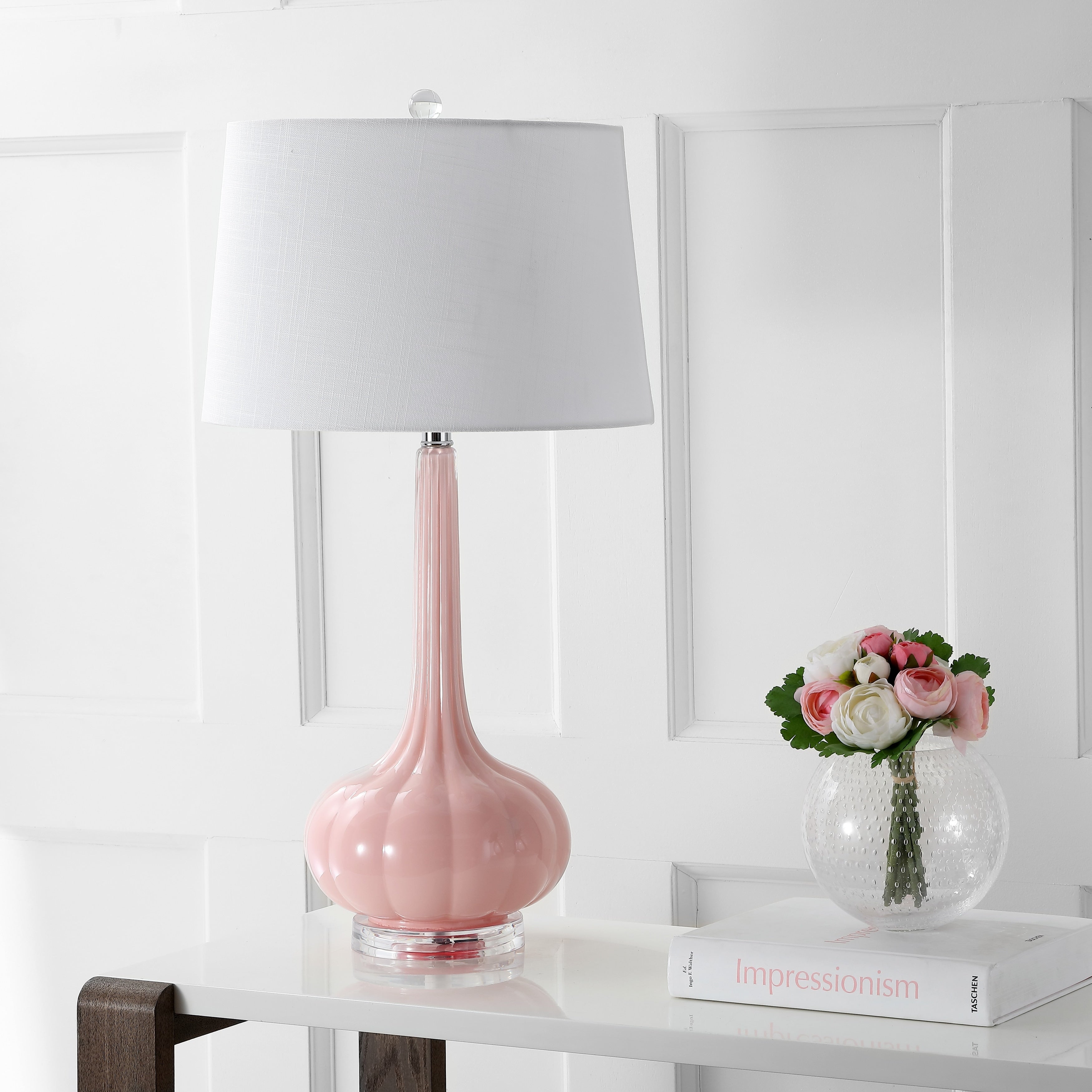 Diamante 28.5 Glass Teardrop LED Table Lamp, Pink (Set of 2) by JONATHAN Y