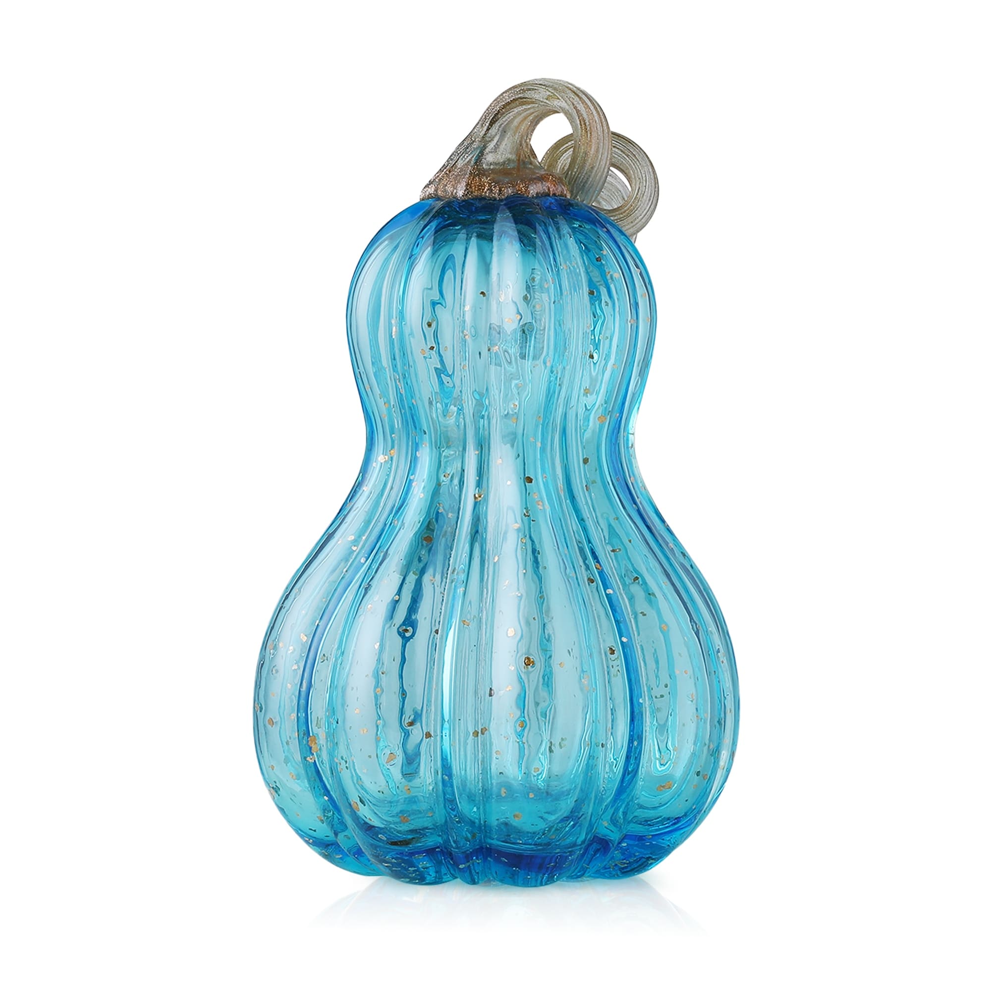 Glitzhome Hand Blown Blue Glass Pumpkin Thanksgiving Table Decor Christmas Gifts