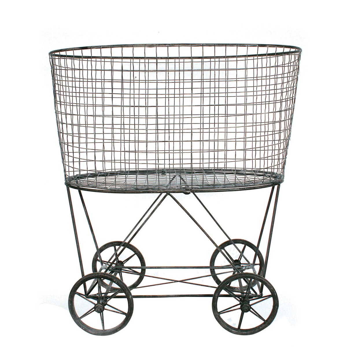 Metal Rolling Laundry Cart with Rack