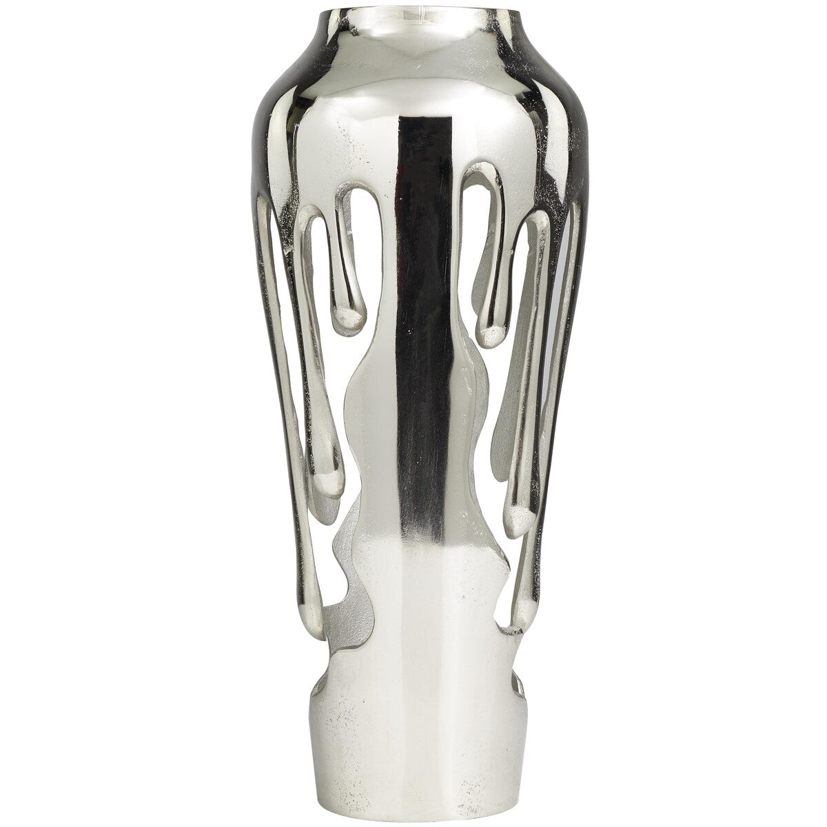 Aluminum Metal Drip Decorative Vase with Melting Designed Body - Silver, Gold or Black - Roche River Decor