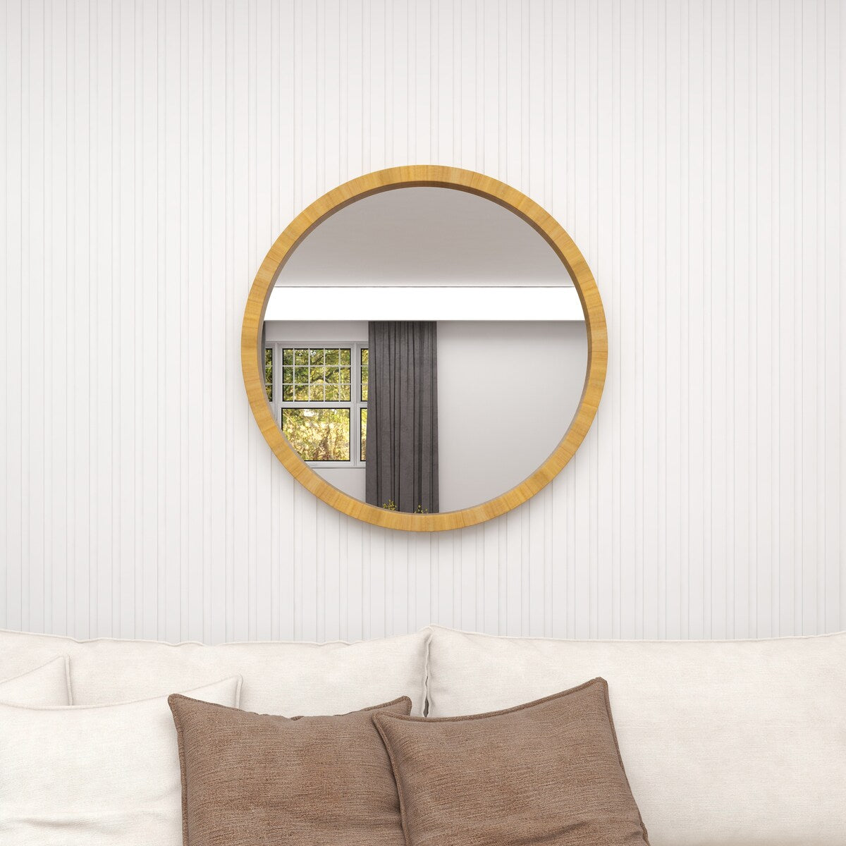 Wood Minimalistic Room Wall Mirror - Brown - Roche River Decor