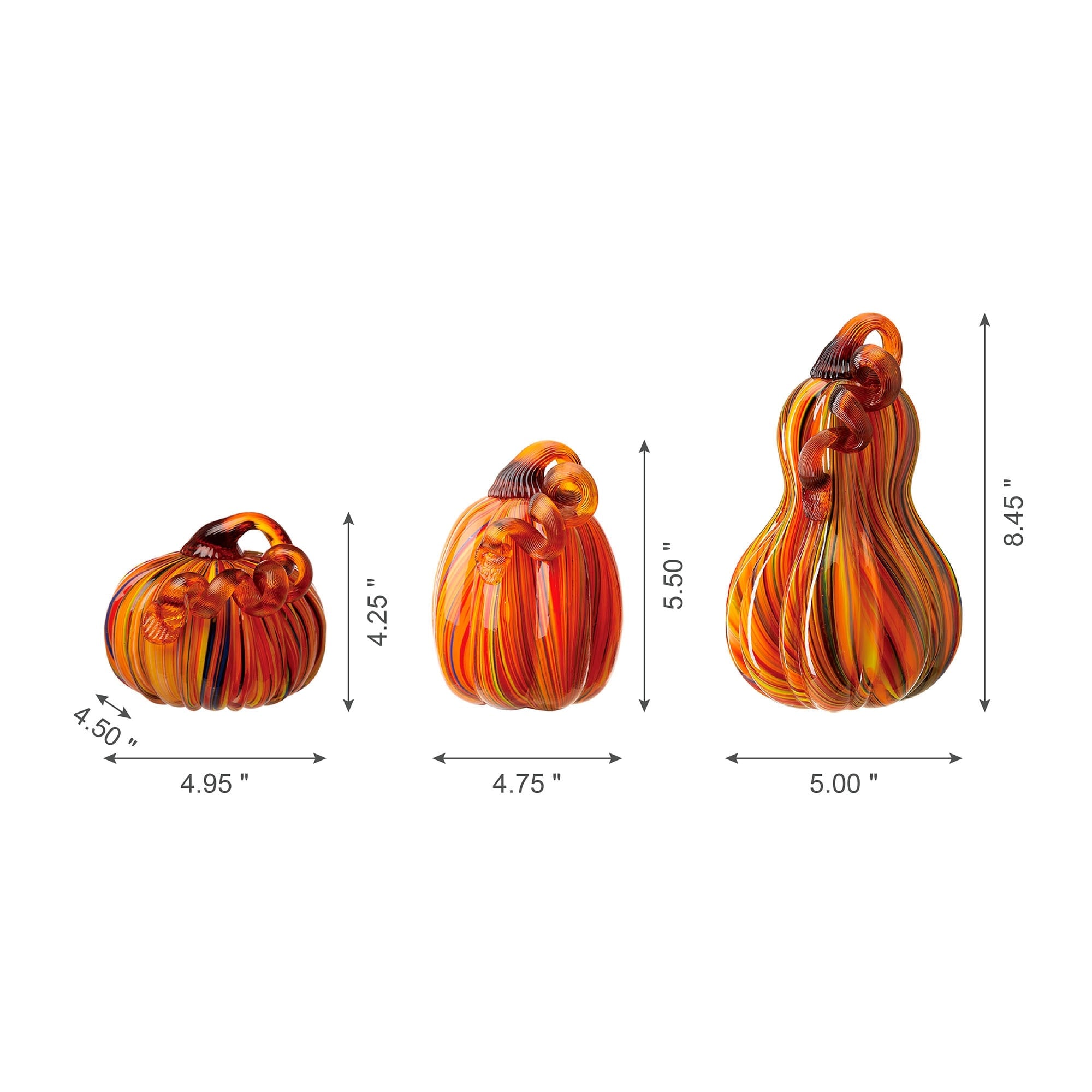 Glitzhome S/2 or S/3 Handblown Glass Pumpkins Thanksgiving Table Centerpiece Fall Harvest Gift Decor