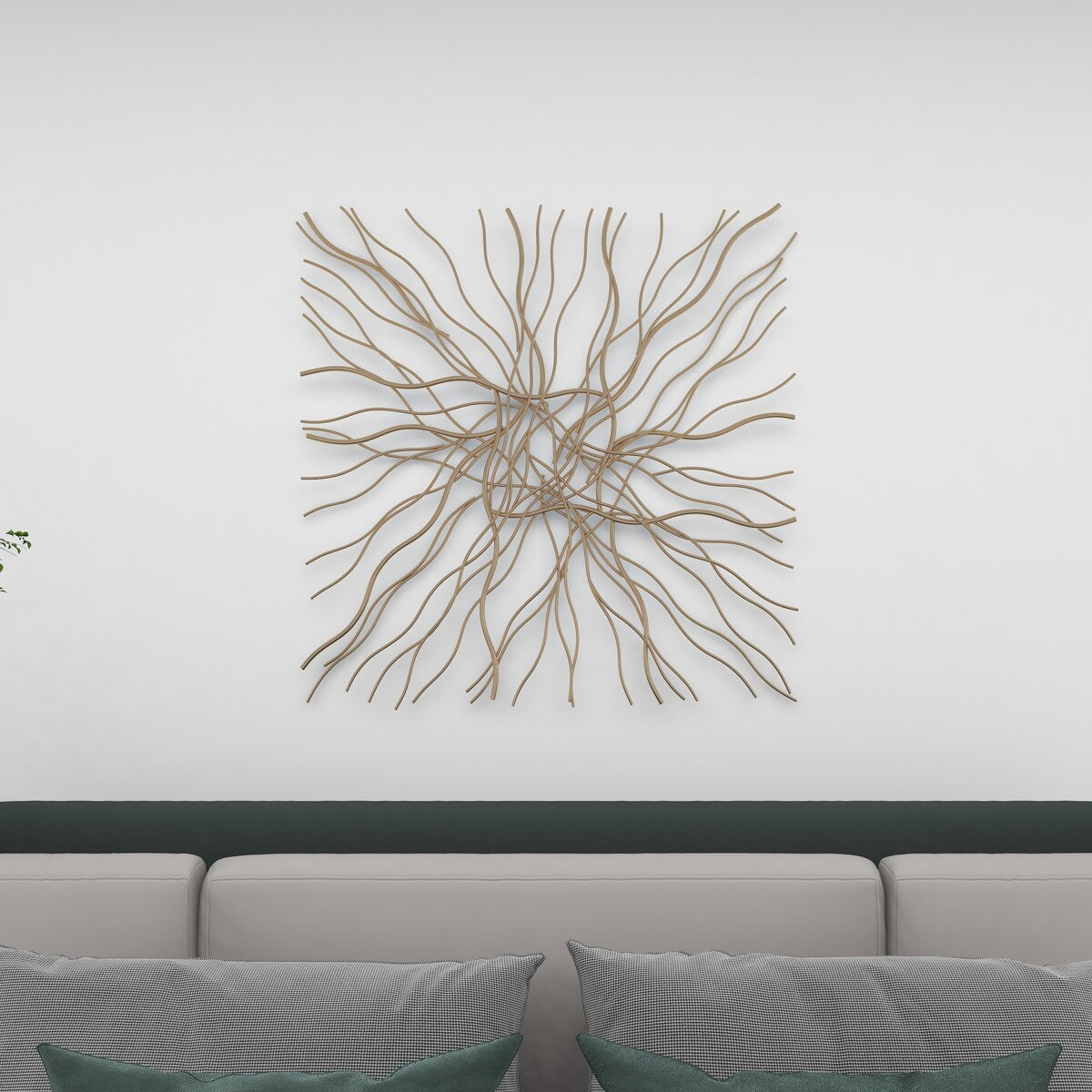 Metal Abstract Overlapping Lines Home Wall Decor - Gold - Roche River Decor