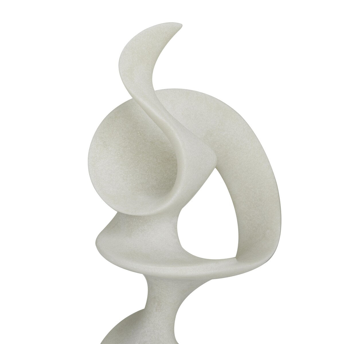 Polystone Abstract Decorative Sculpture with Black Base - White - Roche River Decor