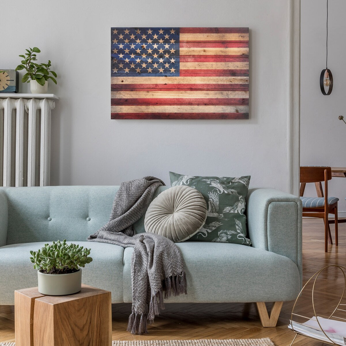 American Flag Solid Fir Wood Plank Wall Art