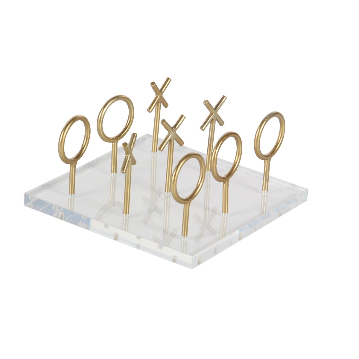 Acrylic Plastic Tic Tac Toe Game Set with Gold Stick Pieces - Gold - CosmoLiving by Cosmopolitan