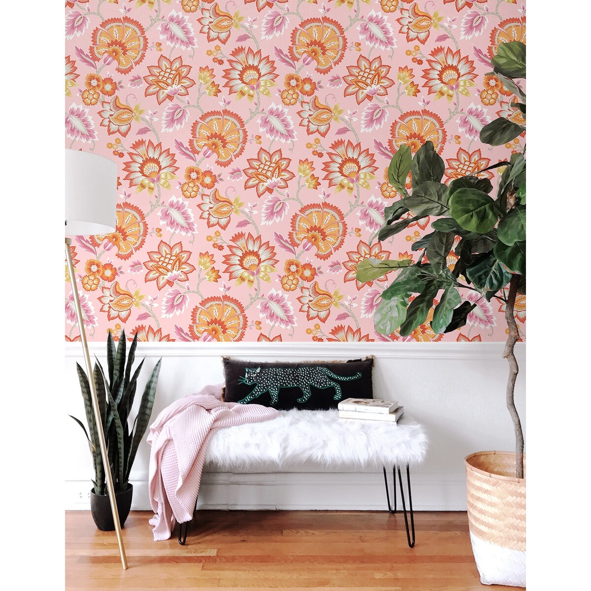 NextWall Jacobean Blossom Floral Peel and Stick Wallpaper