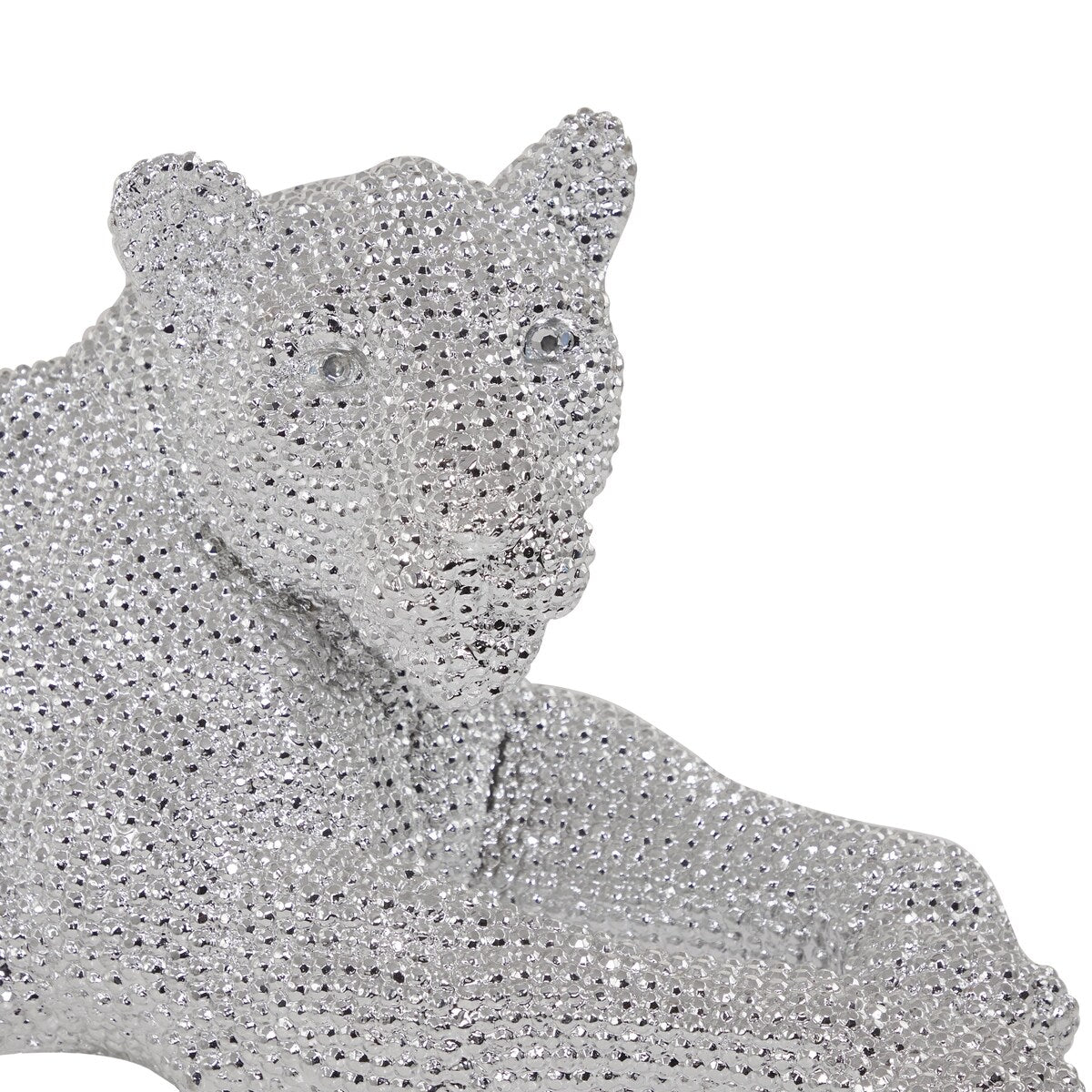 Polystone Leopard Decorative Sculpture with Carved Faceted Diamond Exterior - Black, White, Gold or Silver - Roche River Decor