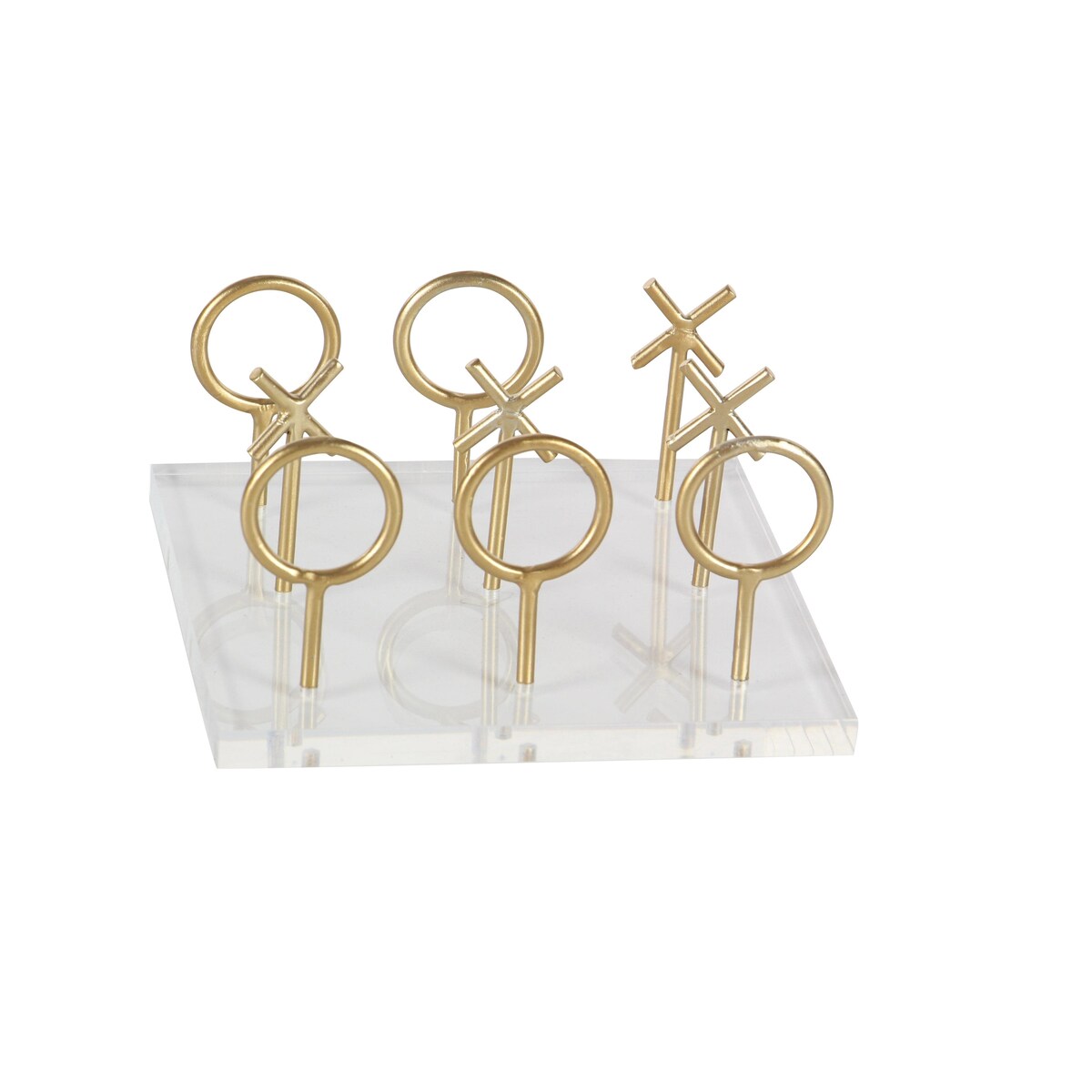 Acrylic Plastic Tic Tac Toe Game Set with Gold Stick Pieces - Gold - CosmoLiving by Cosmopolitan