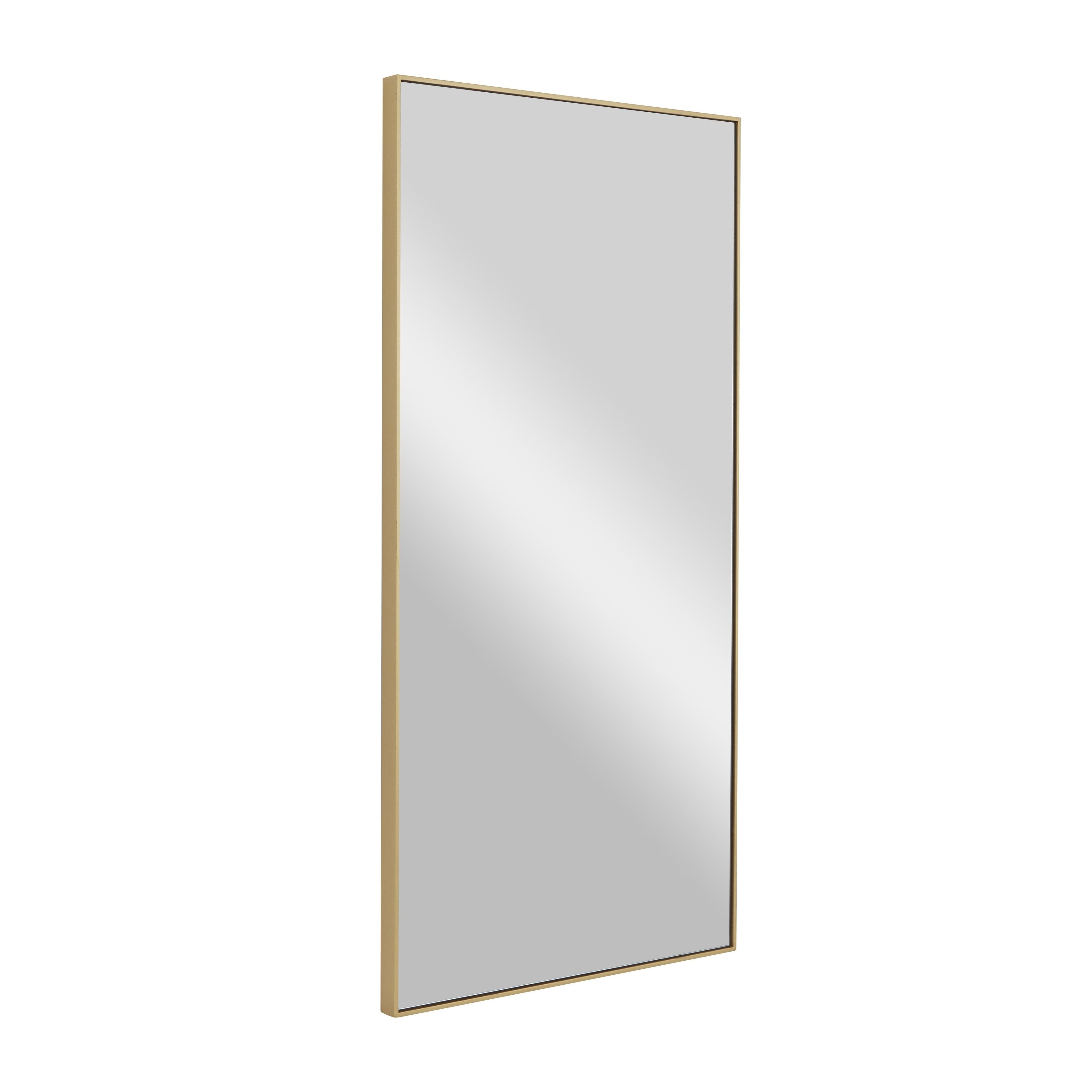 Wood Room Wall Mirror with Thin Minimalistic Frame - Black, White or Gold - Roche River Decor