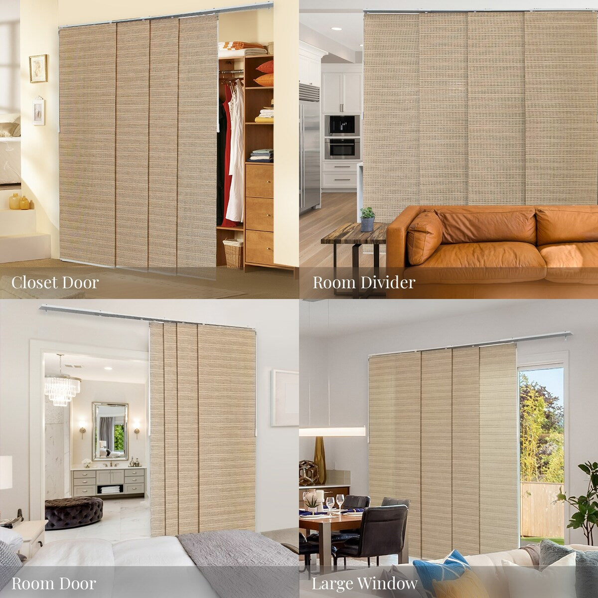 CHICOLOGY Adjustable Sliding Panels, 4-Rail Track, Vertical Blinds, Pation Door Curtain, Room Divider