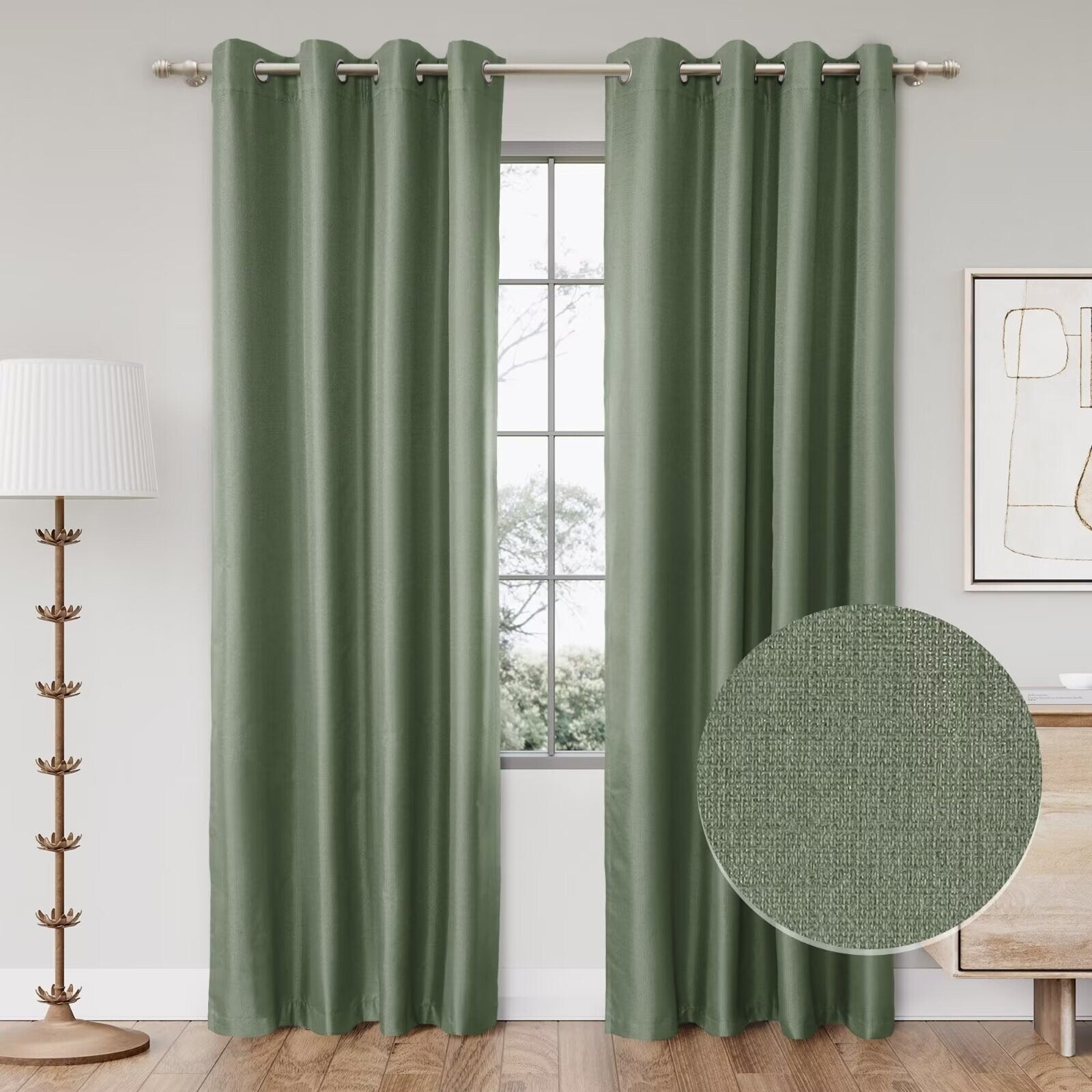 Textured Grid 100% Blackout Grommet Curtain Pair(2 Panels)