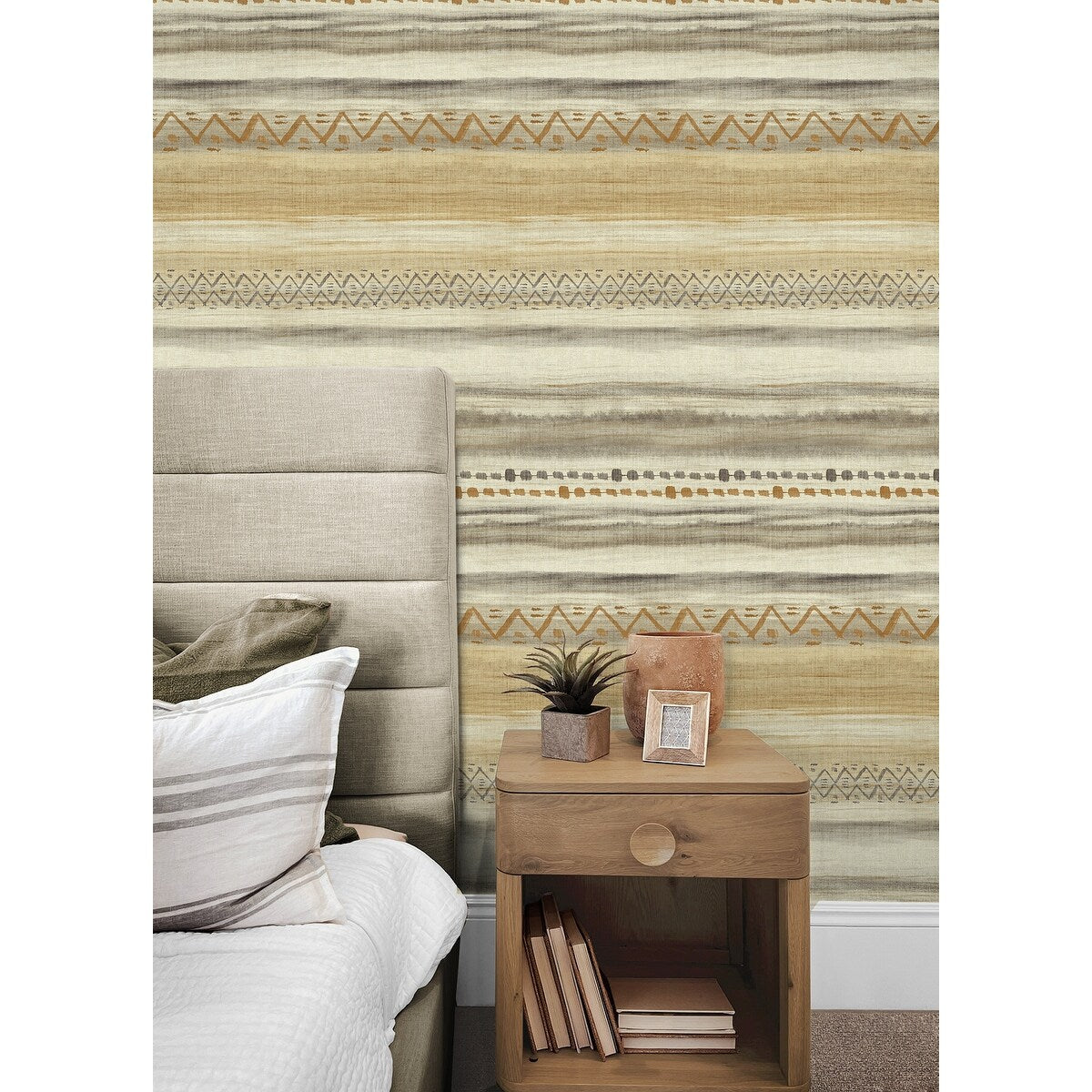 Seabrook Designs Trevino Tribal Stripes Unpasted Wallpaper