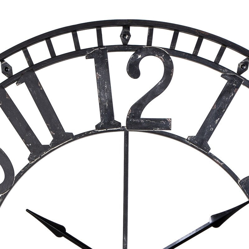 Utopia Alley Manhattan Industrial Wall Clock - Large Wall Clock, Iron Wall Decor, Metal Wall Clock Black, 30 & 43.5