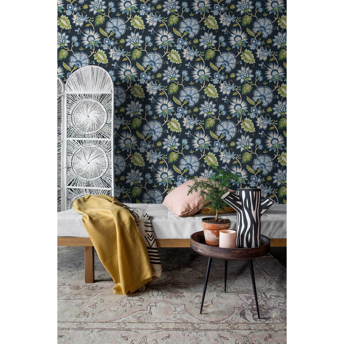 NextWall Jacobean Blossom Floral Peel and Stick Wallpaper