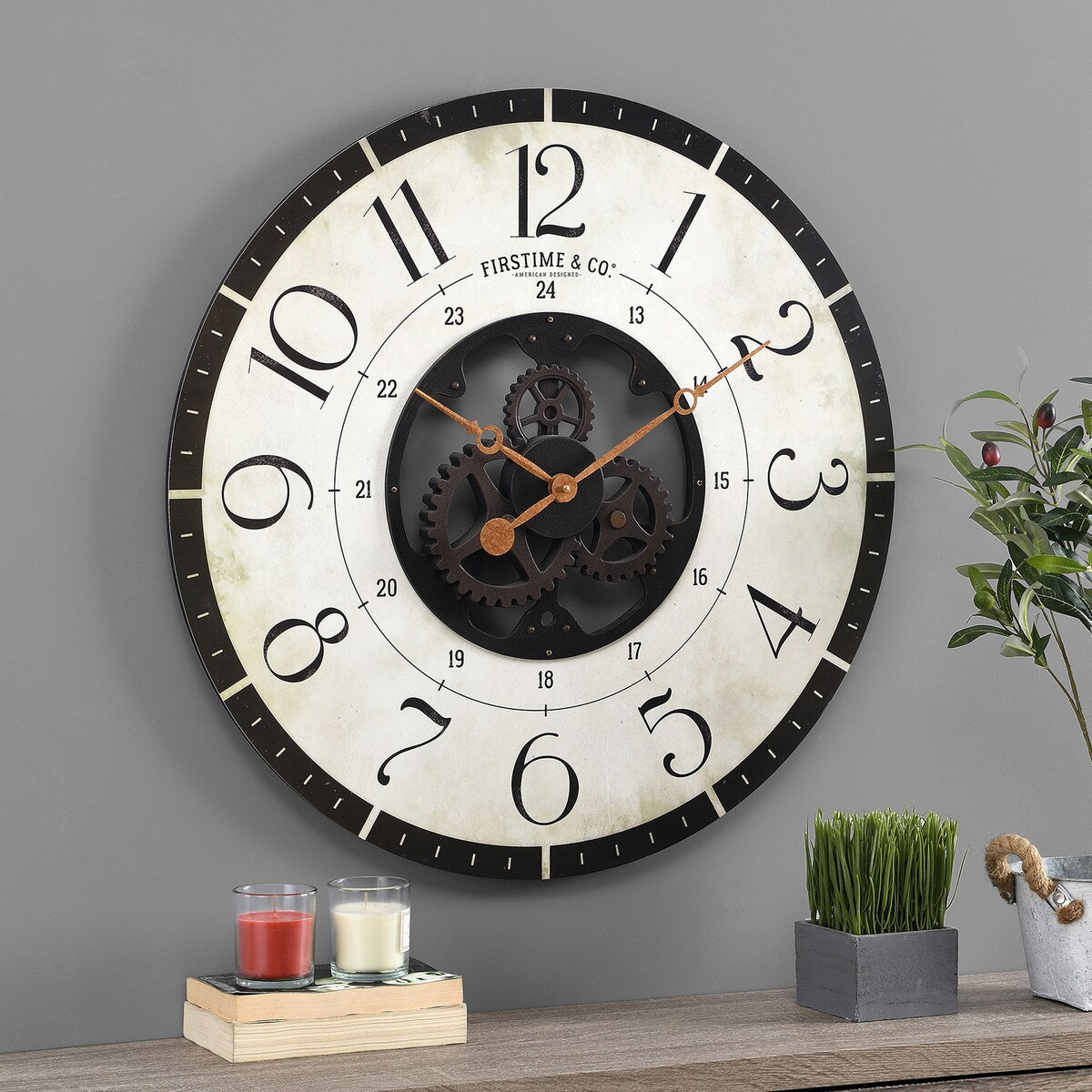 FirsTime & Co. Carlisle Gears Wall Clock, Wood, 27 x 2 x 27 in, American Designed