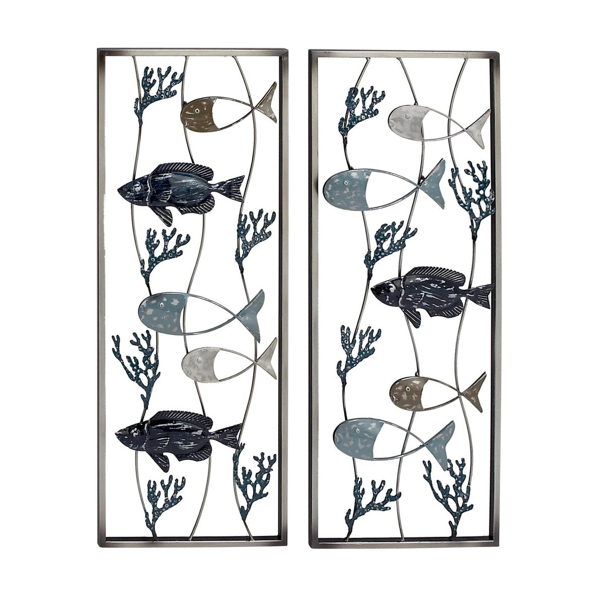 Metal Fish Home Wall Decor - Set of 2 Blue - Roche River Decor