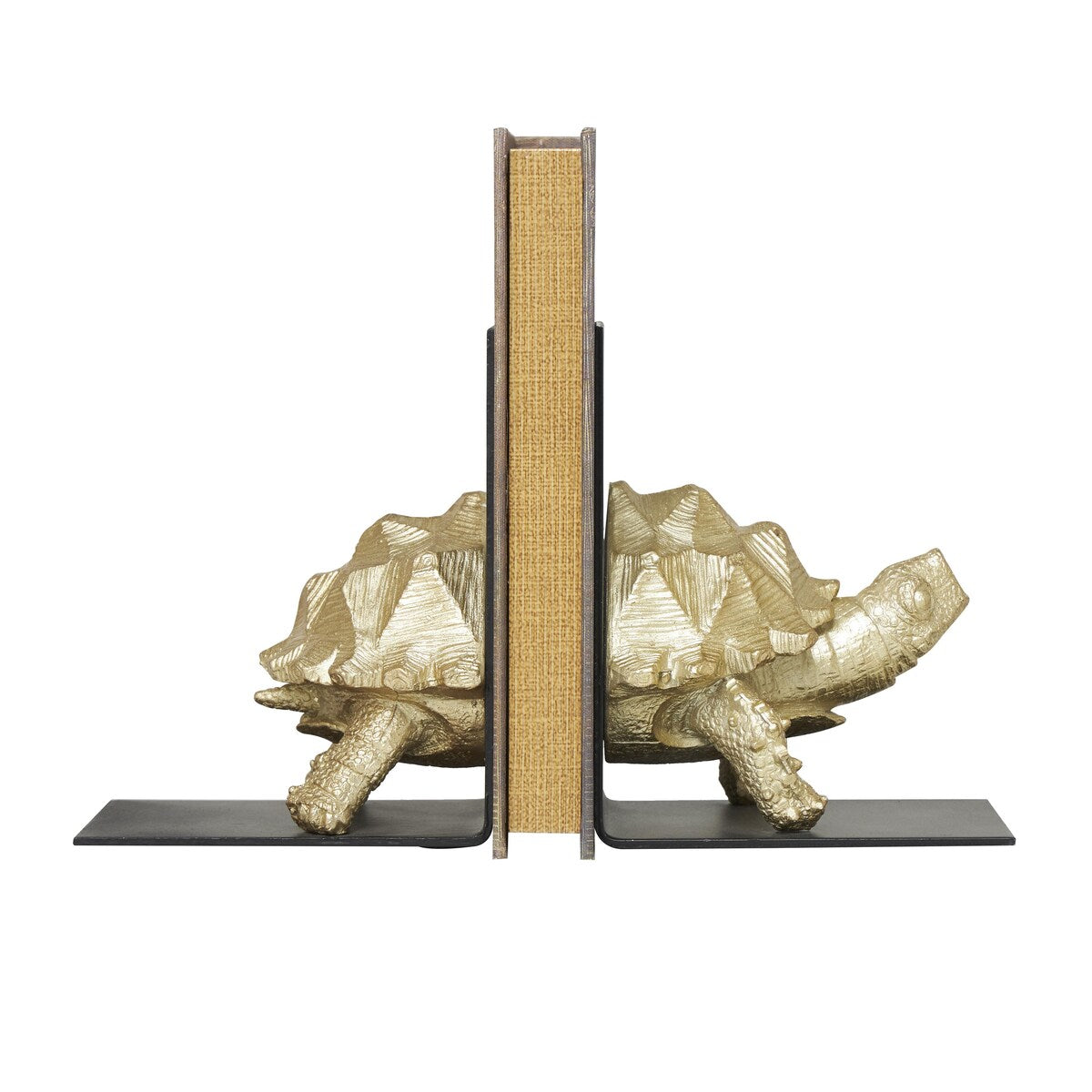 Polystone Turtle Decorative Bookends with Black Stands - Set of 2 Brass - CosmoLiving by Cosmopolitan