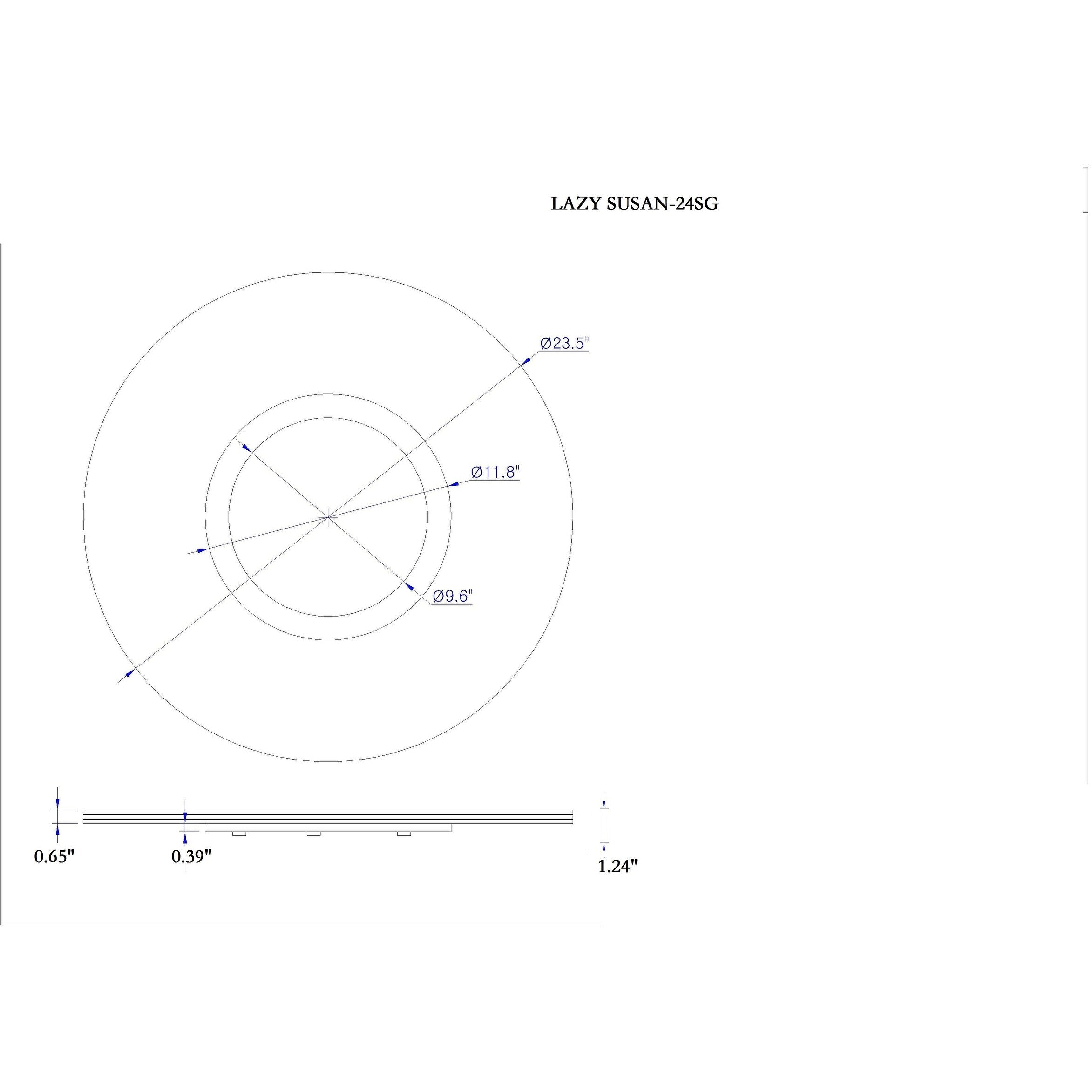 Somette Grey Sandwich Glass 24-inch Lazy Susan - 24 x 3