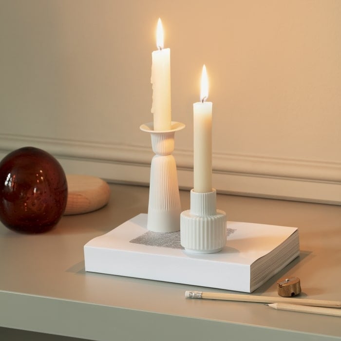 Lyngby Porceln Candle Holder, White - H: 4.3