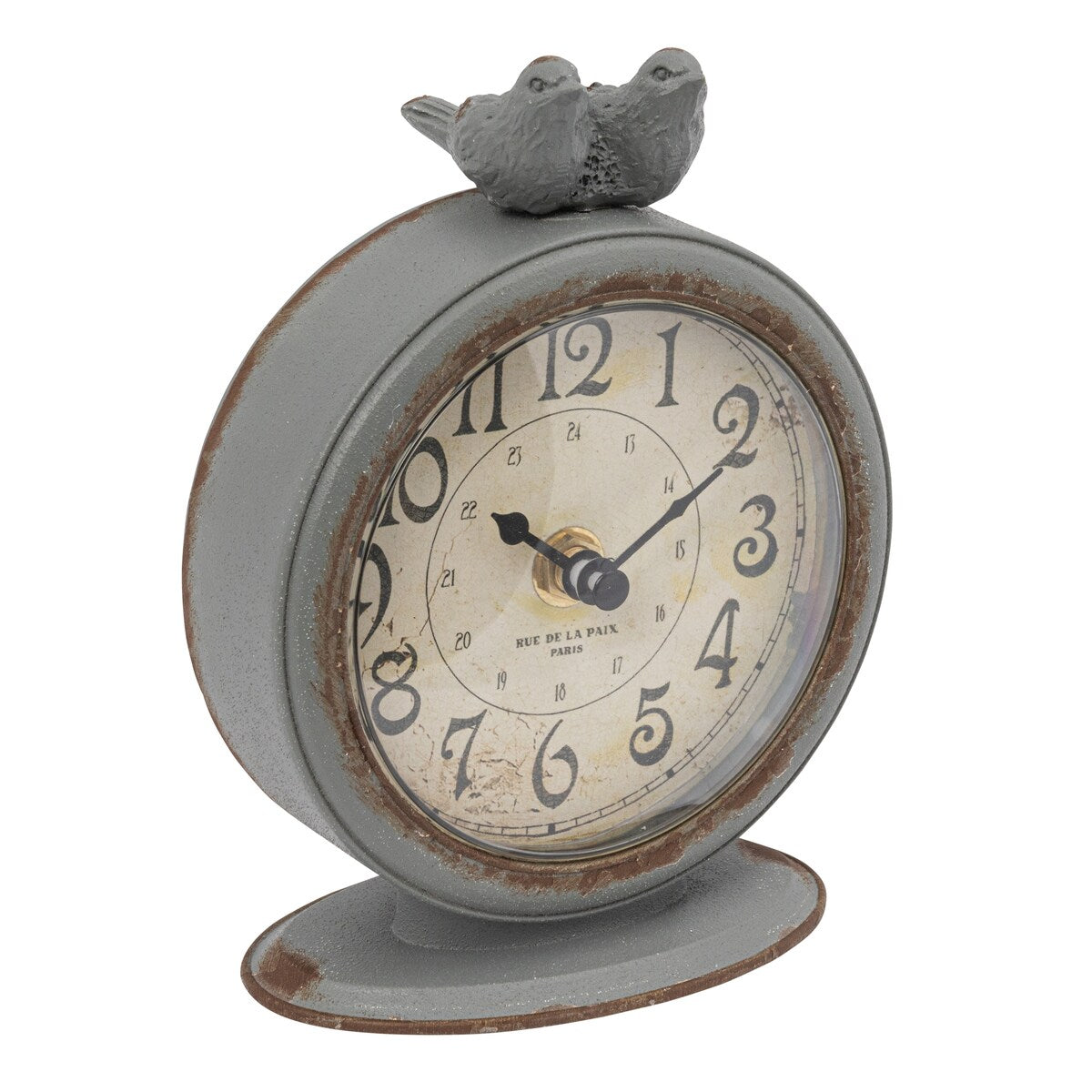 Pewter Mantel Clock with Birds