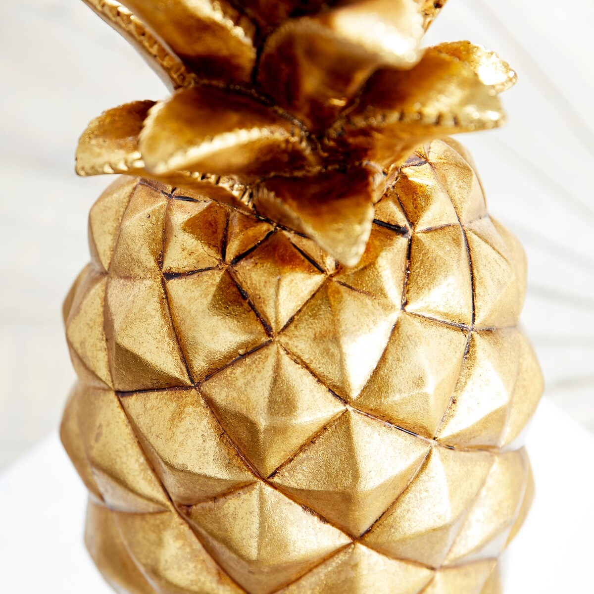 Polystone Fruit Pineapple Decorative Sculpture - Gold or Silver - Roche River Decor