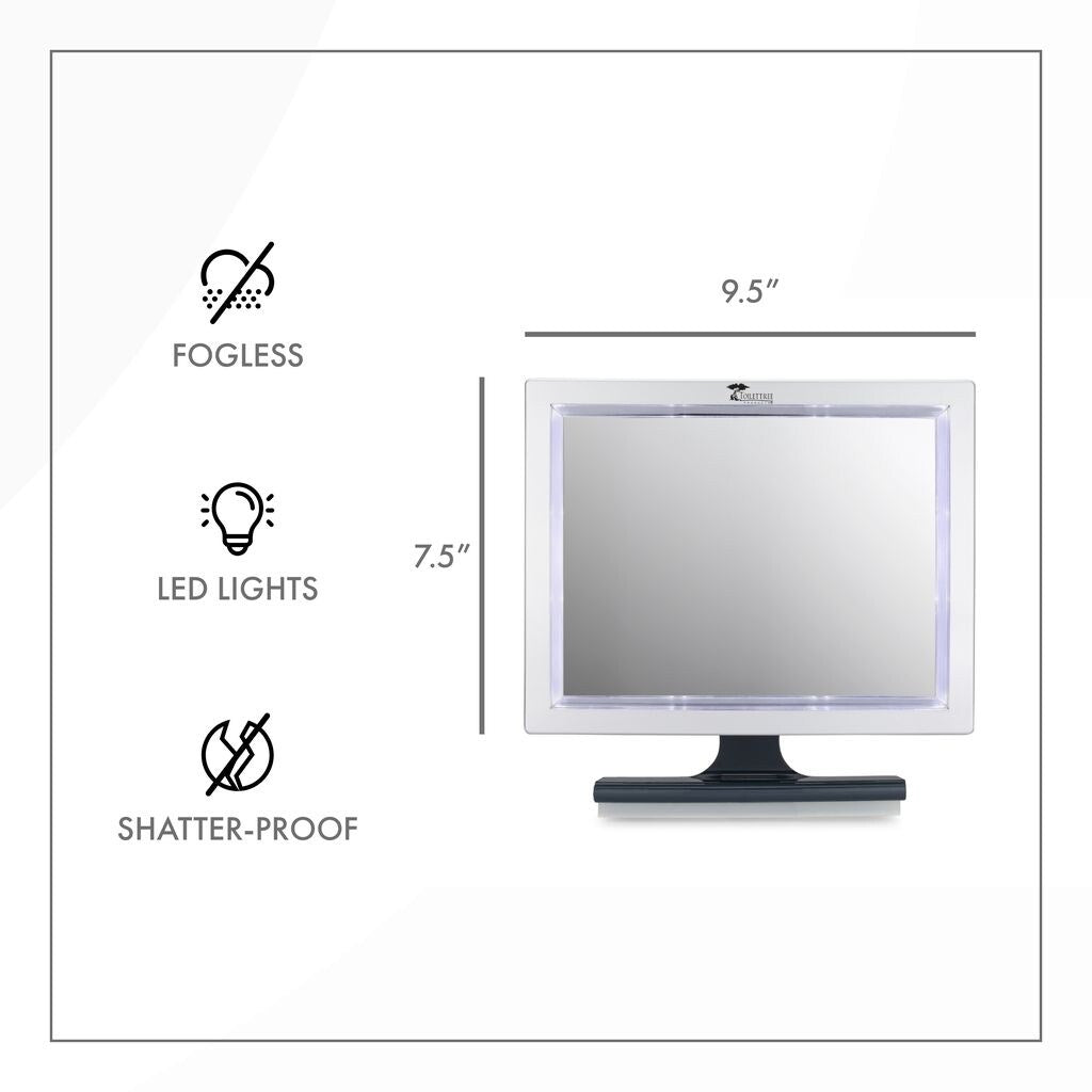 ToiletTree Products Fogless LED Shower Mirror with Squeegee - Bathroom Fogless Mirror for Shaving, Makeup, and Grooming