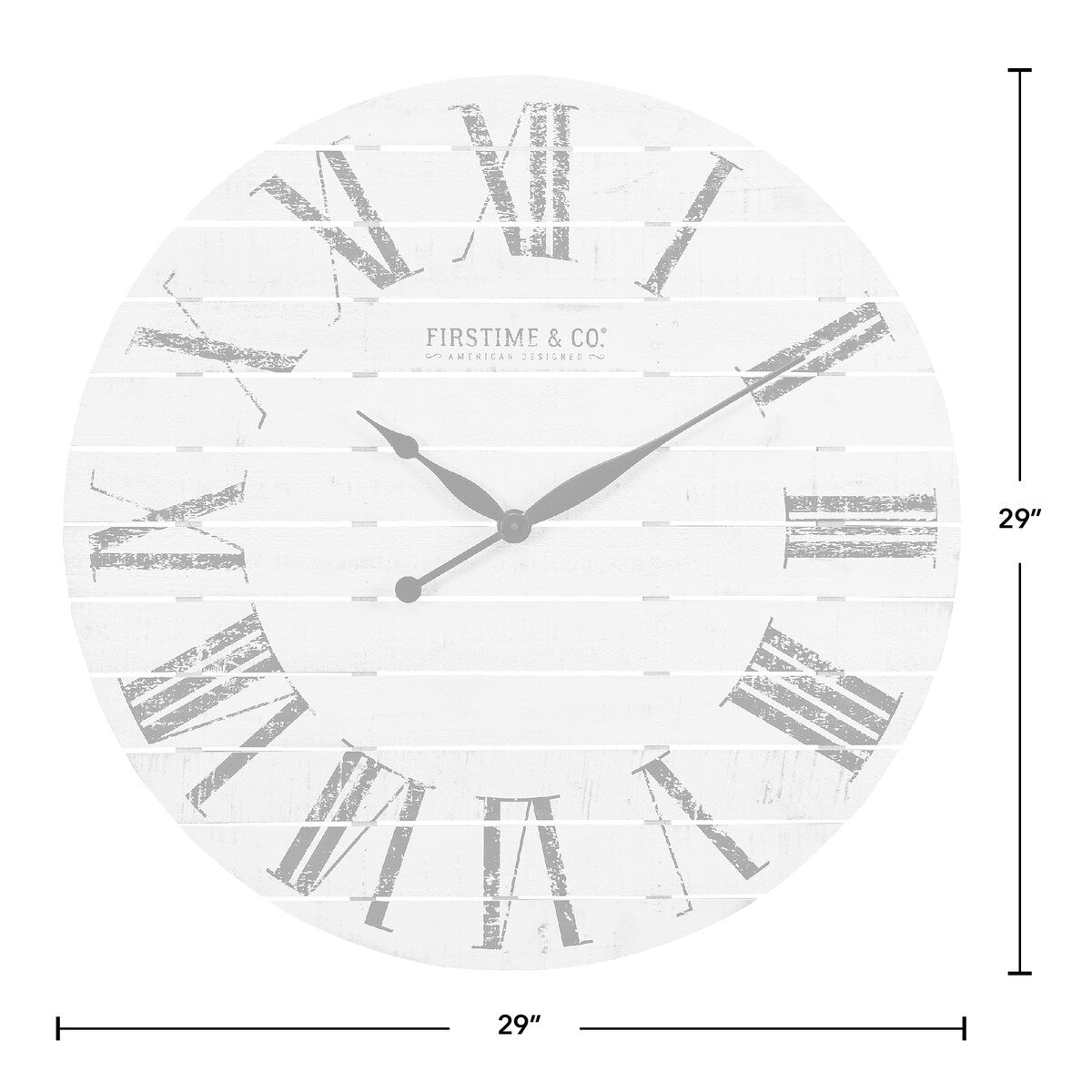 FirsTime & Co. Farmhouse Shiplap Wall Clock, American Crafted, White, Wood, 29 x 2 x 29 in