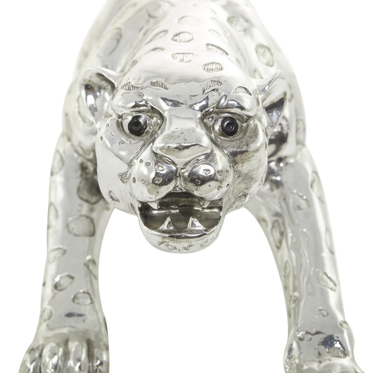 Polystone Leopard Decorative Sculpture - Silver - Roche River Decor